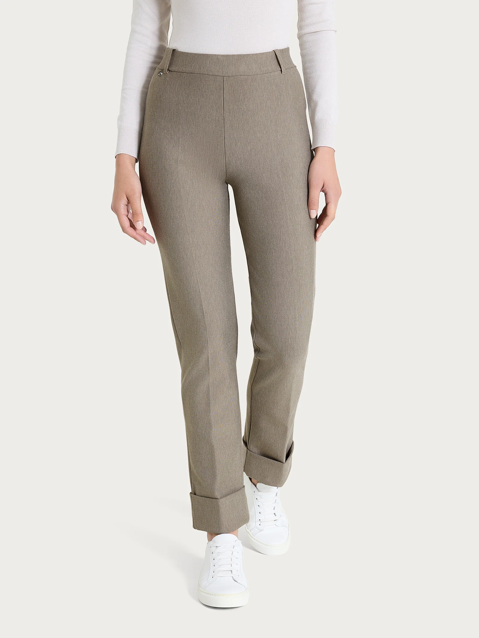 Pantalone slim dritto in Compact - Glace' Mel.