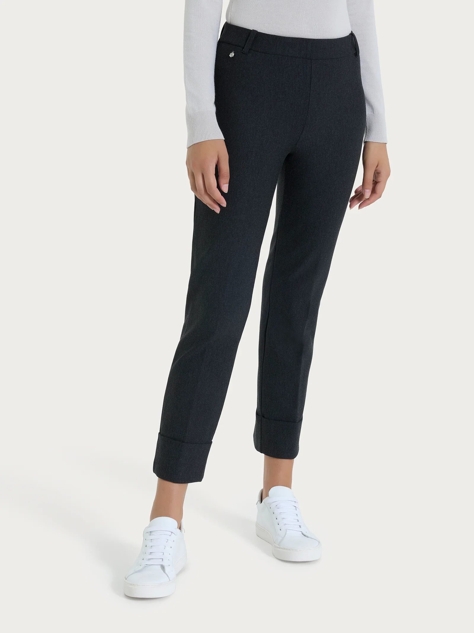 Pantalone slim dritto in Compact - Oscuro Mel.
