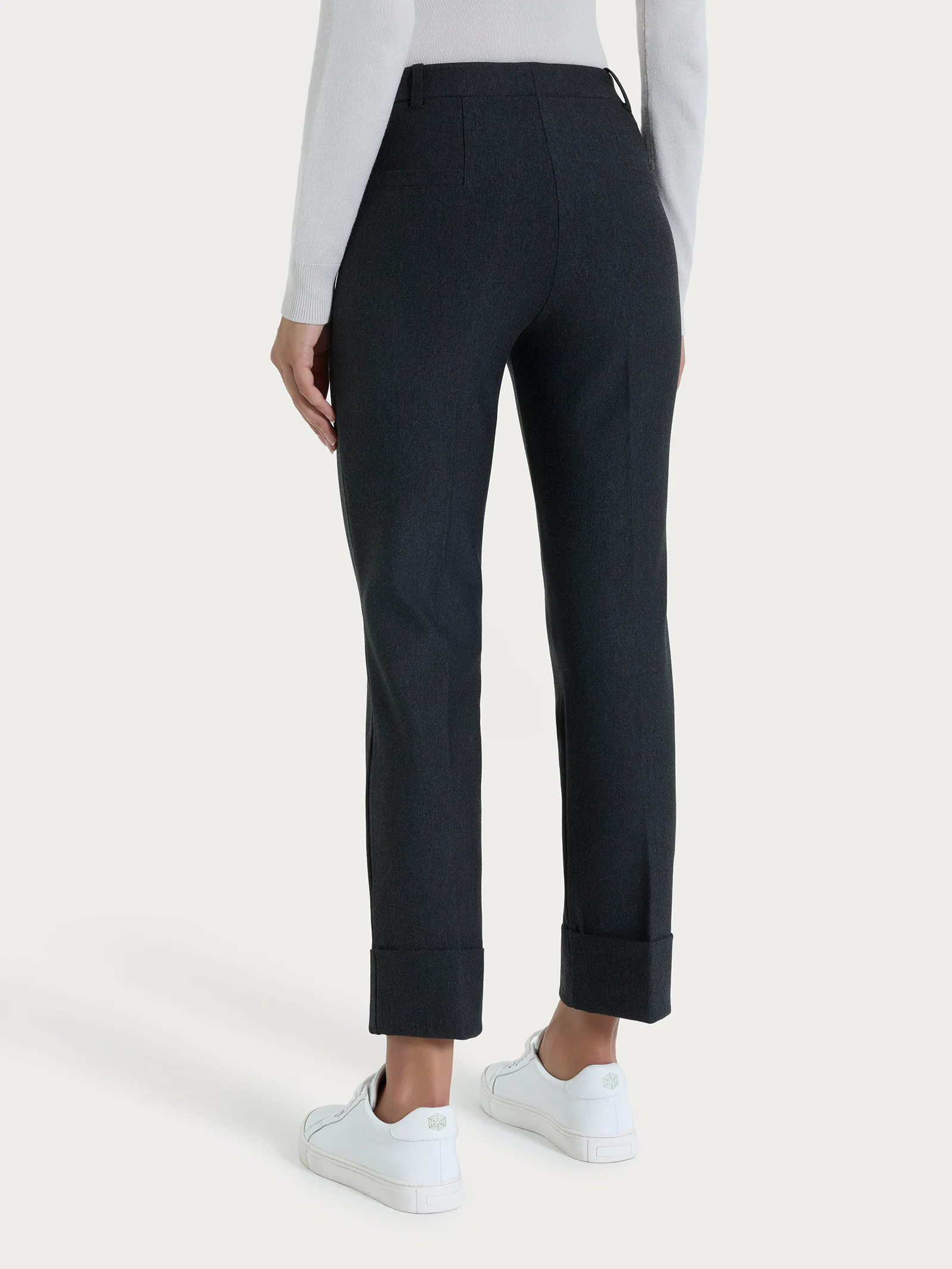 Pantalone slim dritto in Compact - Oscuro Mel. - Image 2