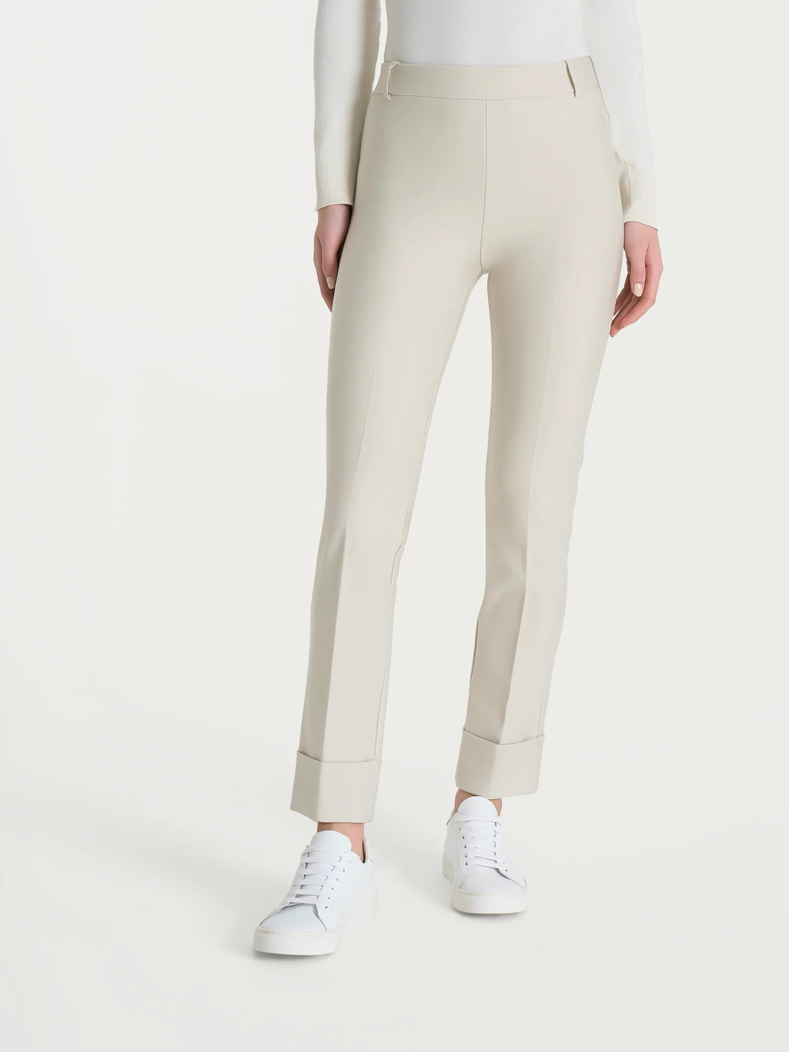 Pantalone slim dritto in Compact - Champignon