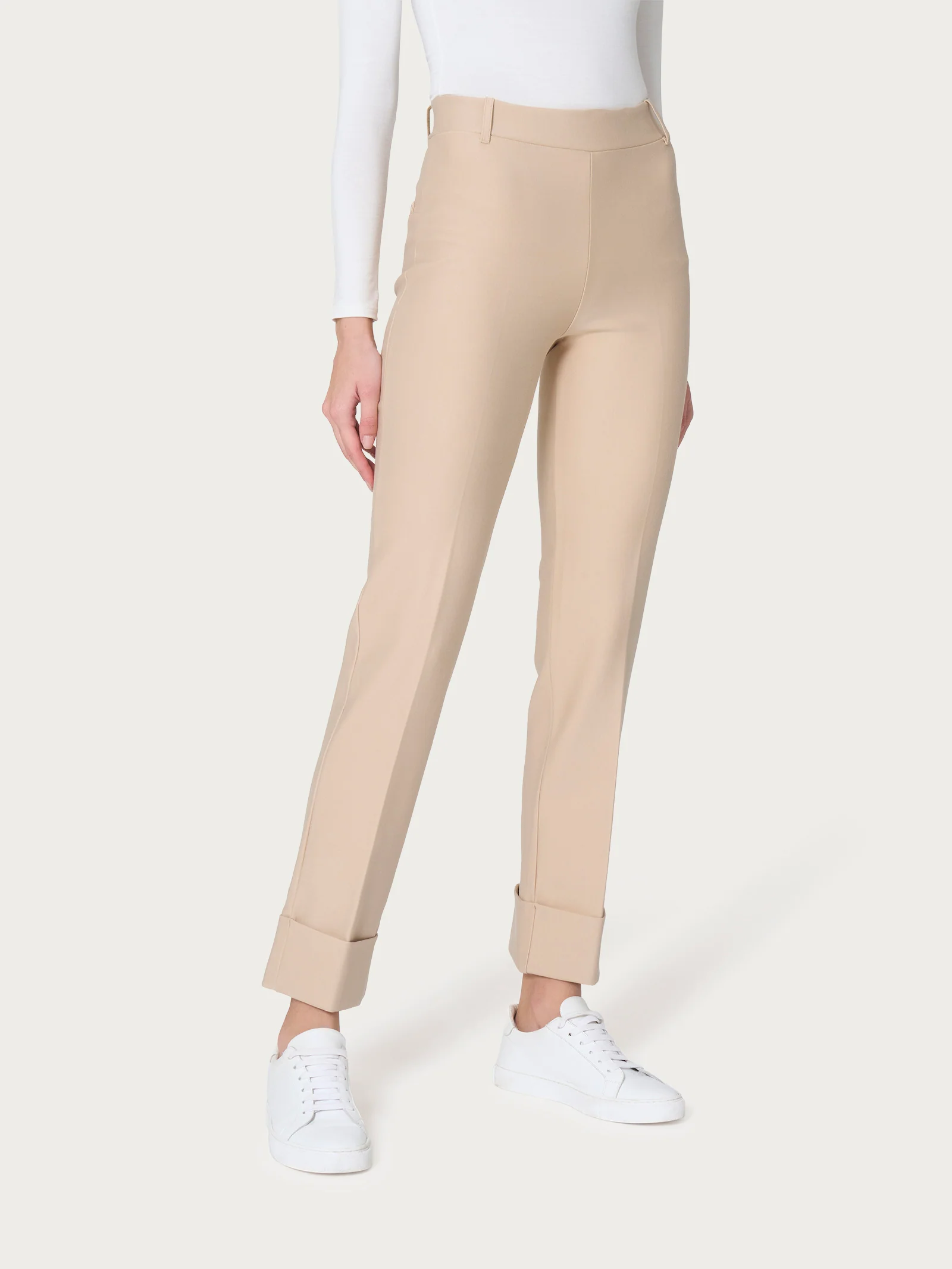 Pantalone slim dritto in Compact - Irish Cream