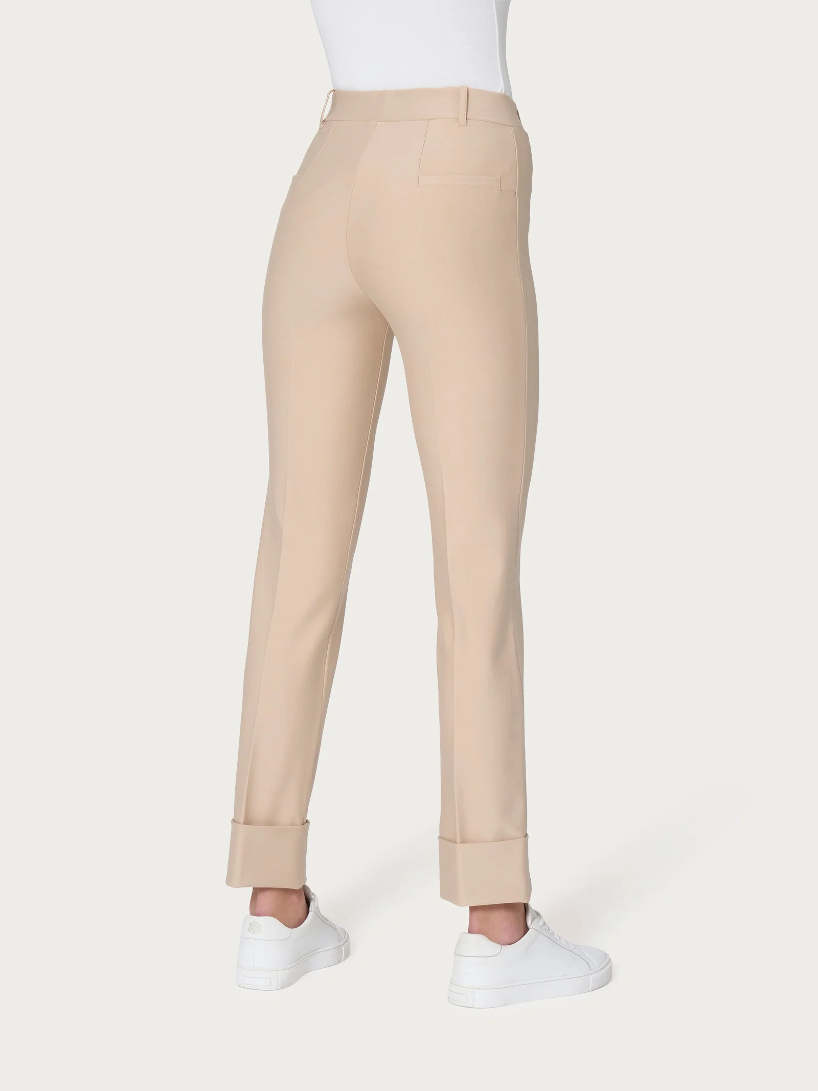 Pantalone slim dritto in Compact - Irish Cream - Image 2