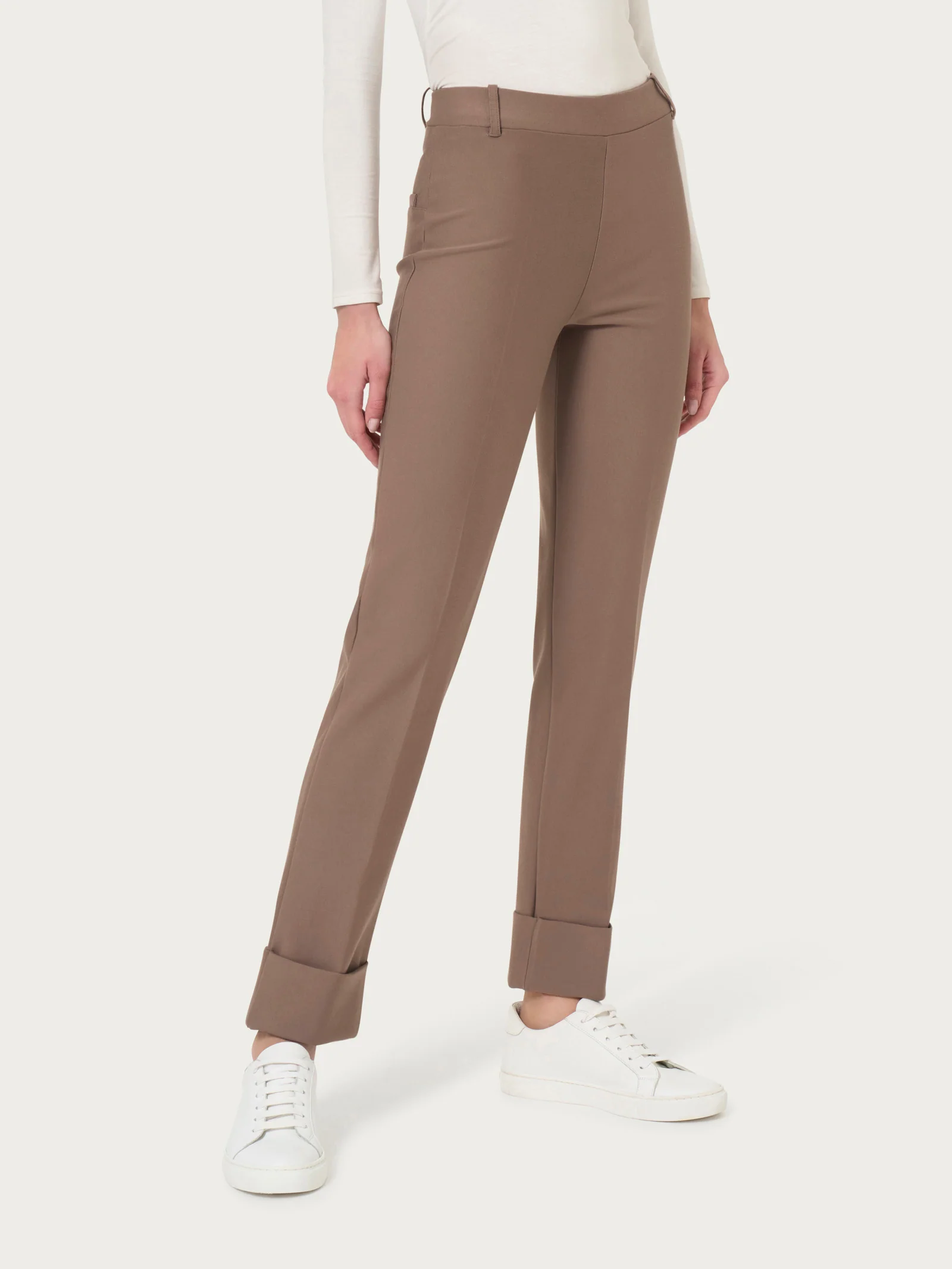 Pantalone slim dritto in Compact - Pine Bark