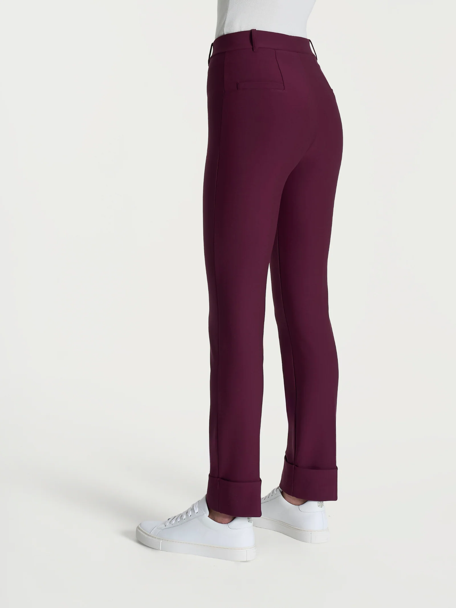 Pantalone slim dritto in Compact - Fig - Image 2