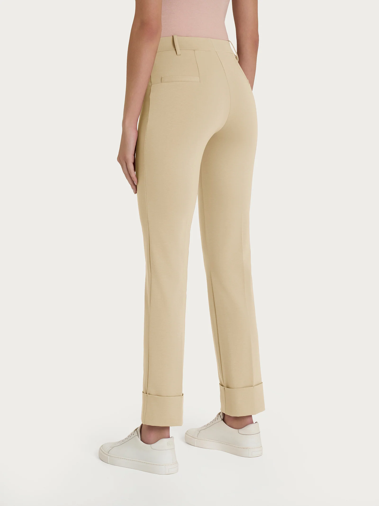 Pantalone slim dritto in Compact Light - Irish Cream - Image 2