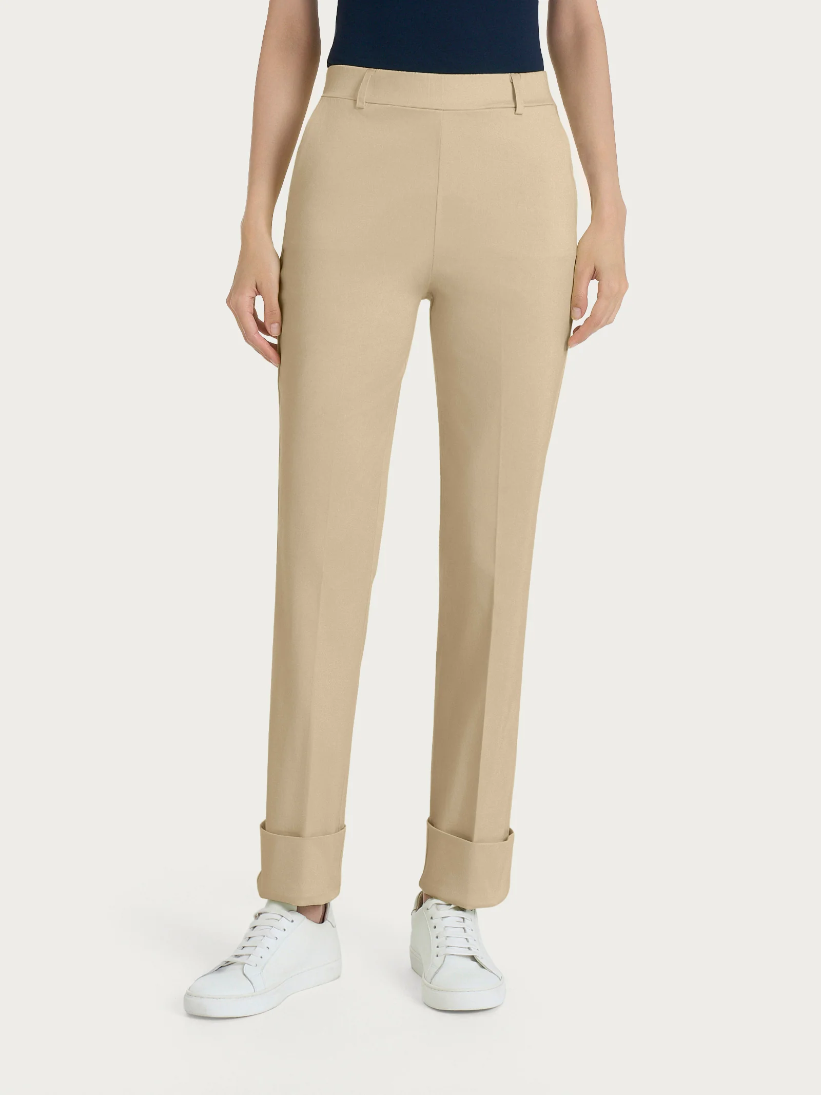 Pantalone slim dritto in Satin Power - Irish Cream - Image 2