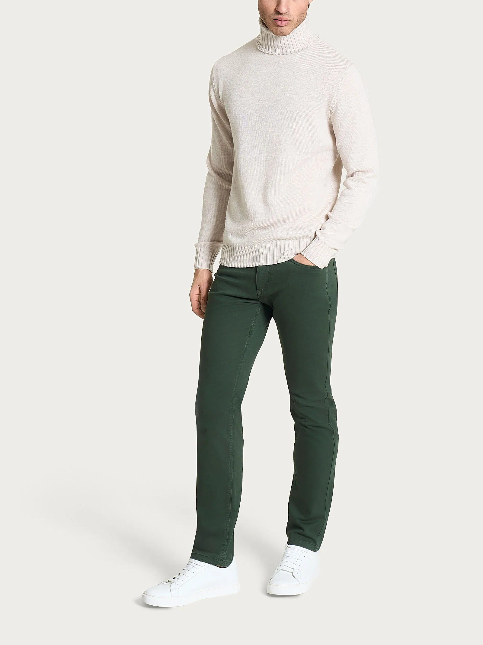 Pantaloni 5 Tasche in Twill di Eco Cotton -  Kombu Green - Image 4