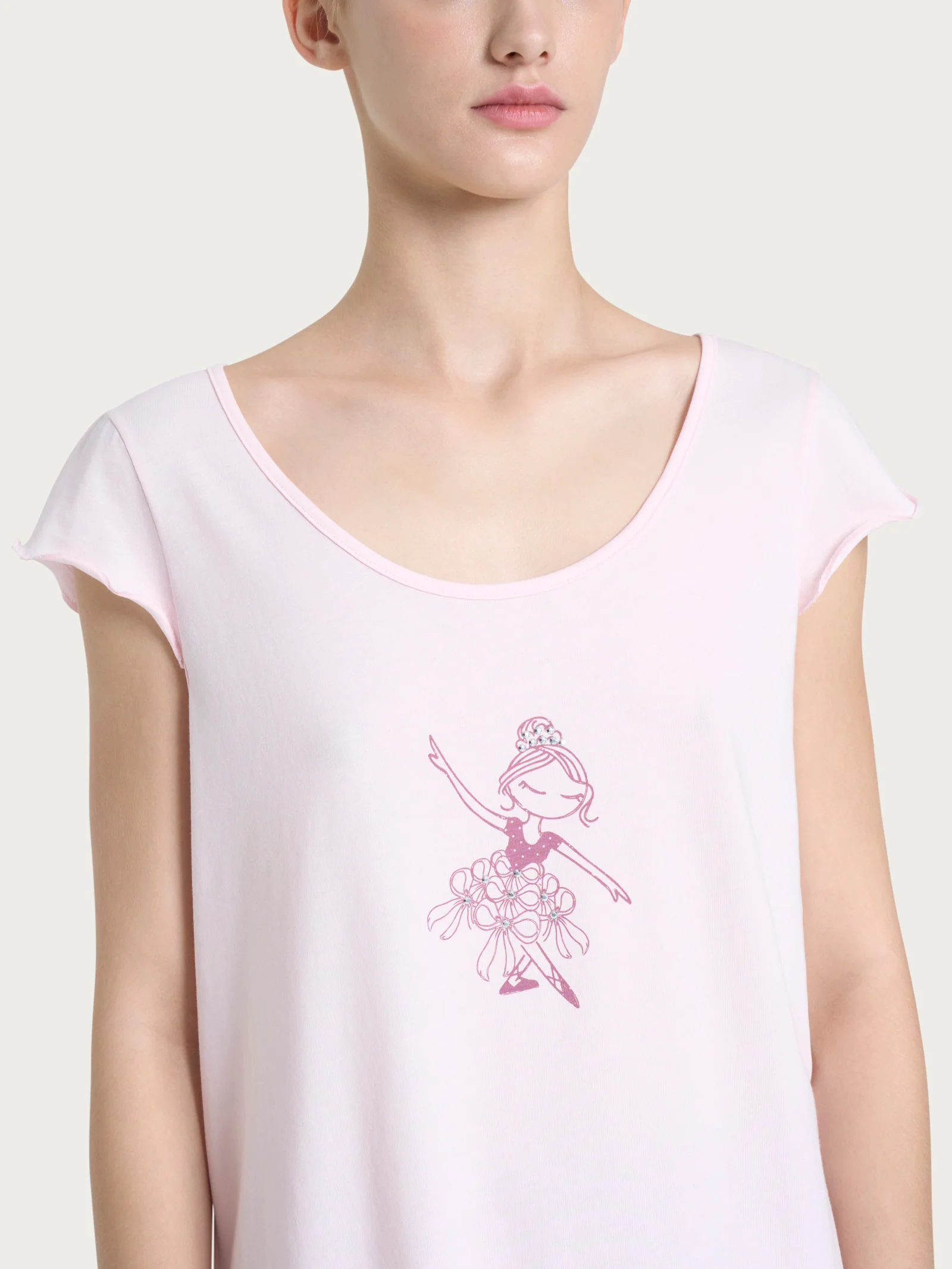 Pigiama a pinocchietto con fantasia in Jersey di cotone - Fant. Pink a boo - Image 4