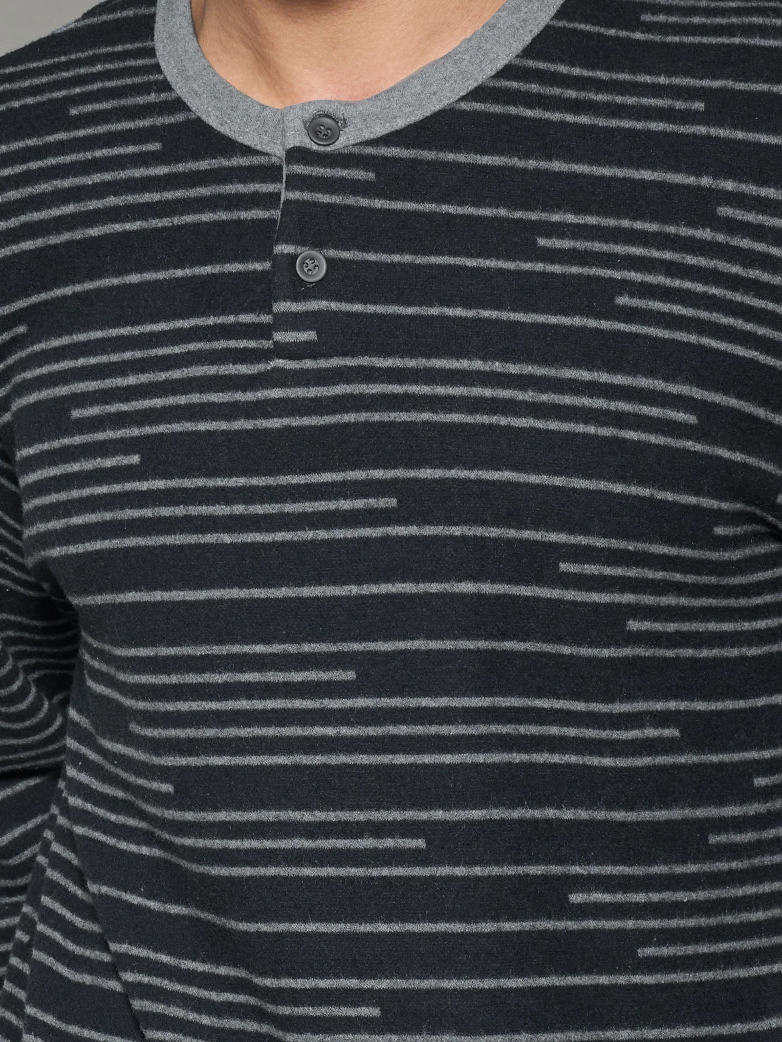Pigiama a serafino a righe in Cotton Eco Pile - Fant.Fucile Mel. - Image 3