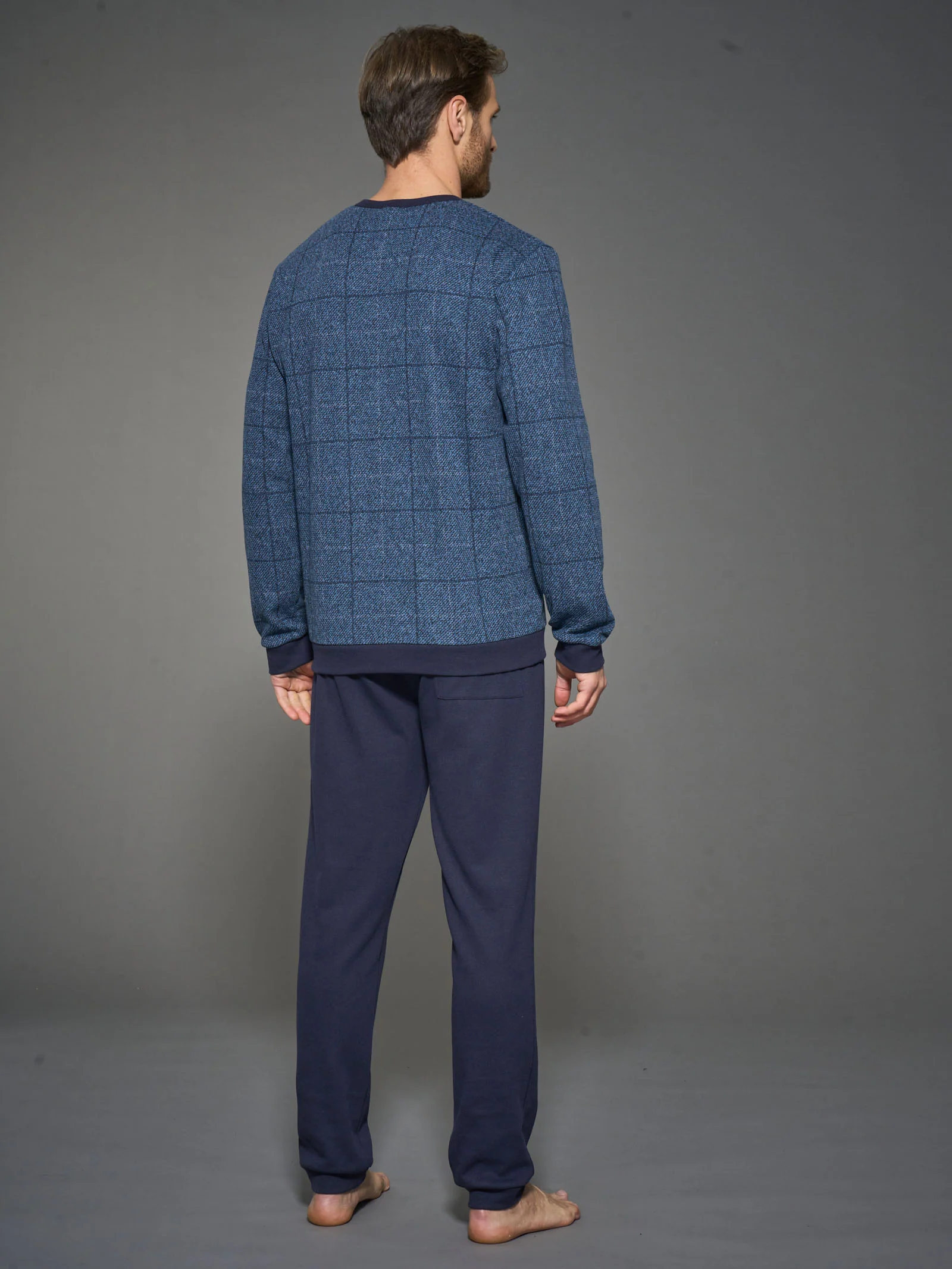 Pigiama a serafino con fantasia in Cotton Eco Pile - Fant.Denim - Image 2