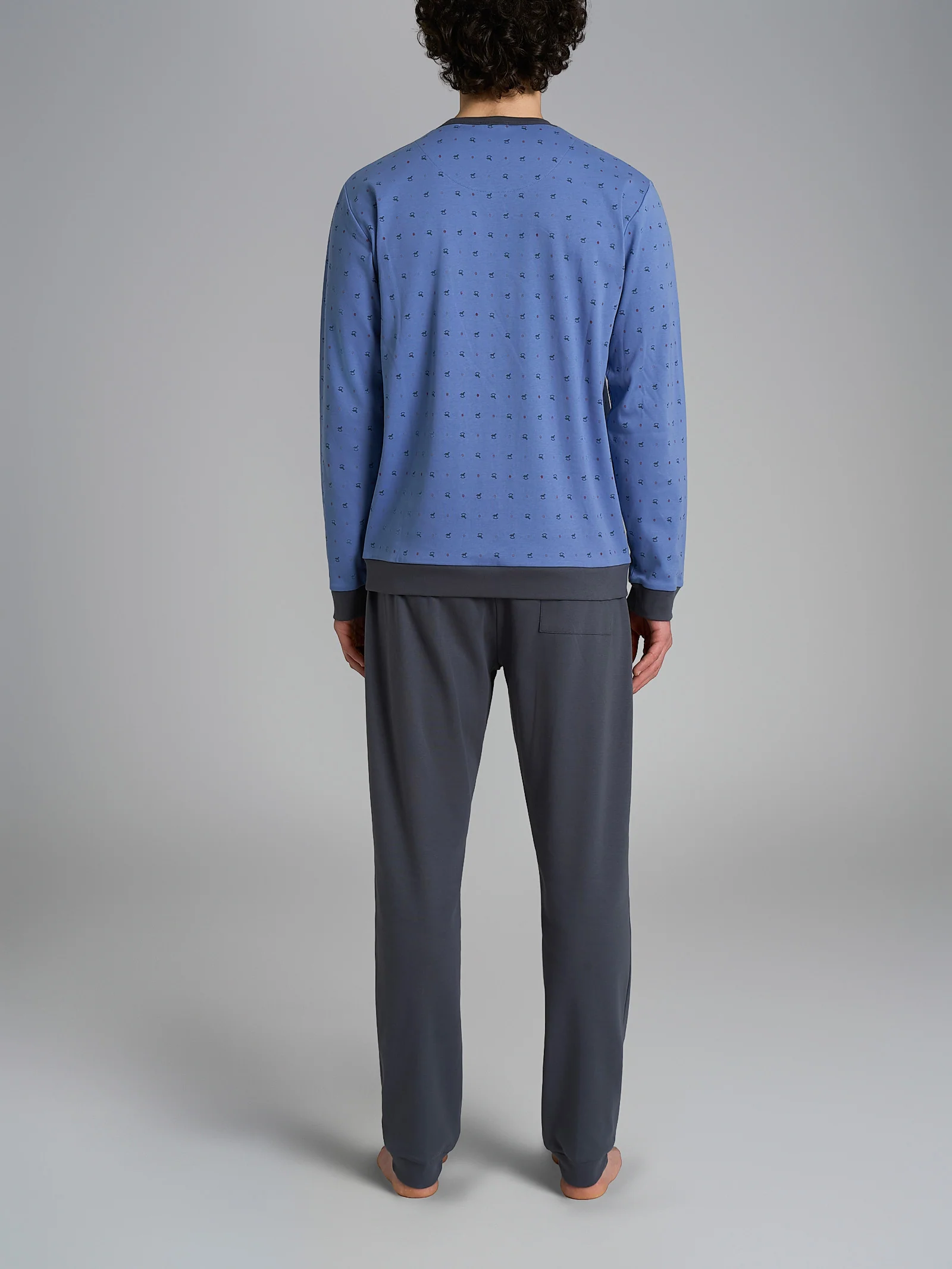 Pigiama a serafino con fantasia in interlock di cotone - Fant. Colony Blue Cavalli - Image 2