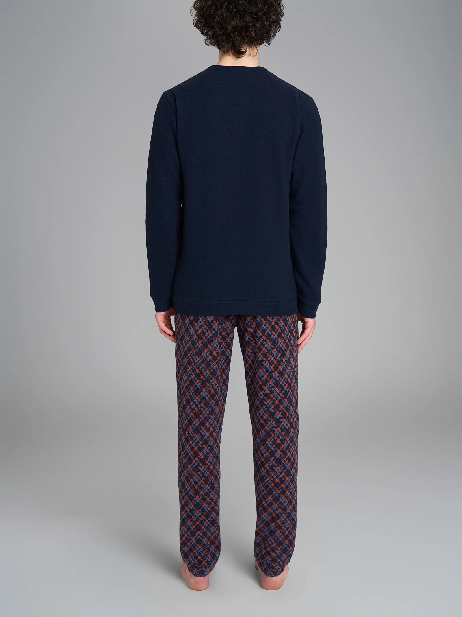 Pigiama a serafino con fantasia tartan in Cotton Eco Pile - Fant.Outer Space - Image 2