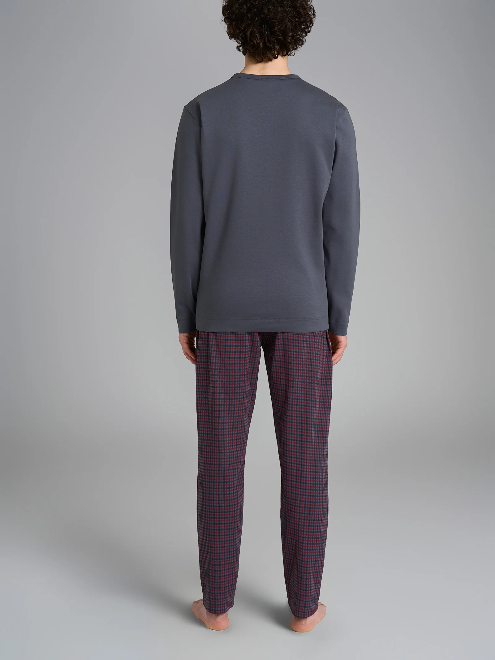 Pigiama a serafino con fantasia tartan in interlock di cotone - Fant. Turbulence Small Check - Image 2