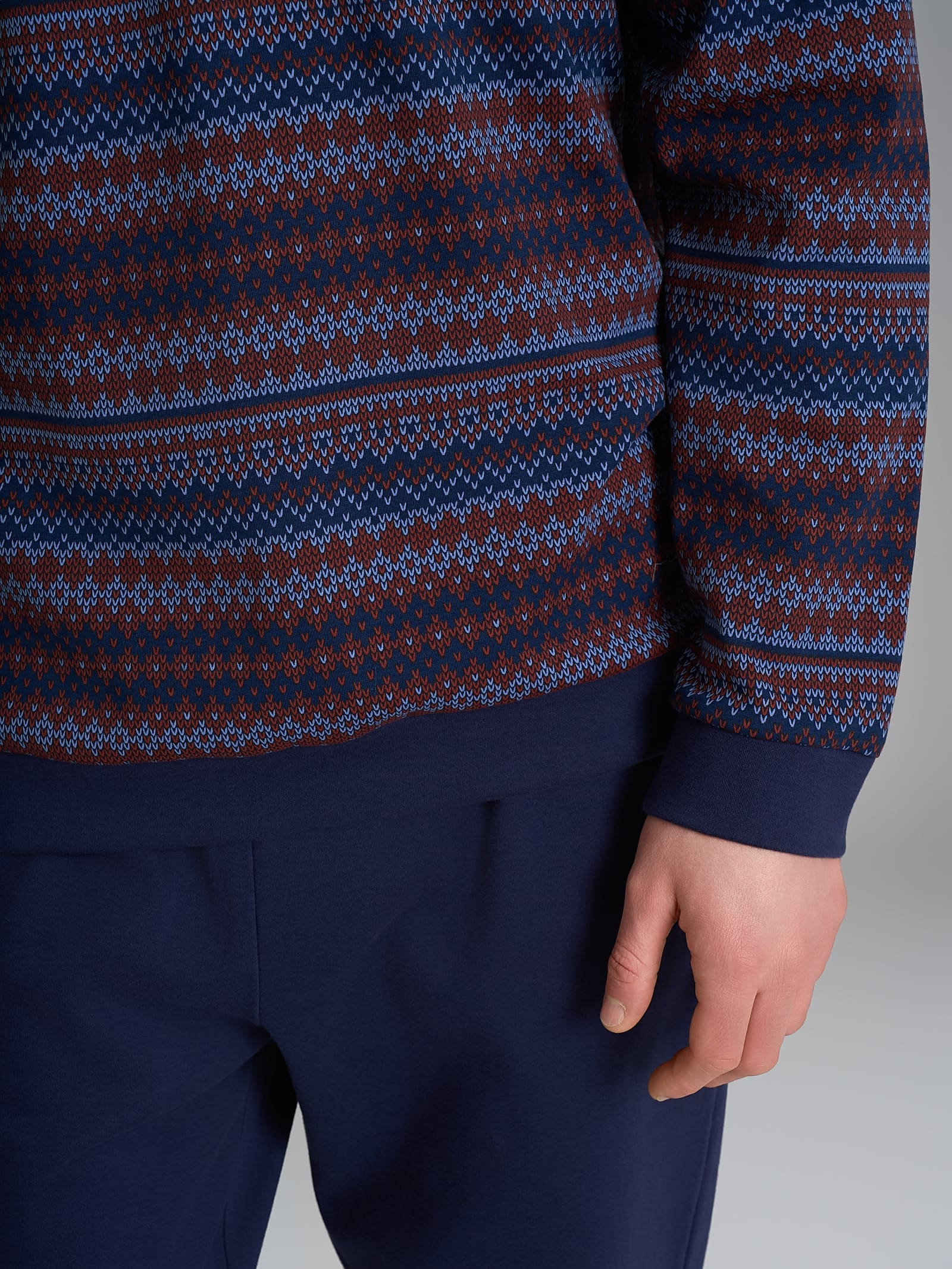 Pigiama a serafino con punto rasato in interlock di cotone - Fant. Colony Blue - Image 3