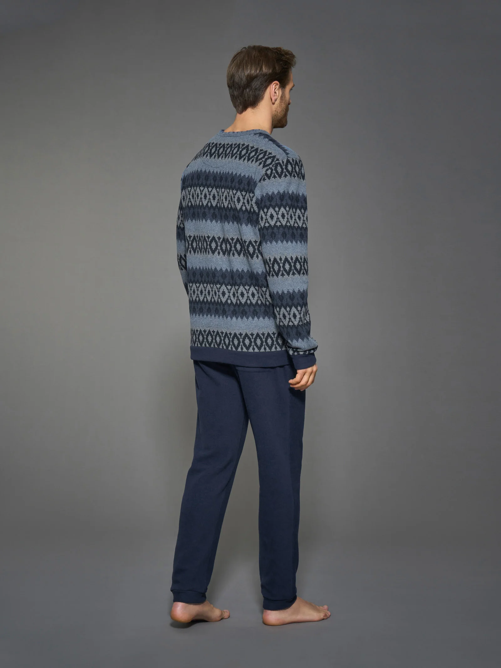 Pigiama a serafino in Cotton Eco Pile - Fant.Fucile Mel. - Image 2