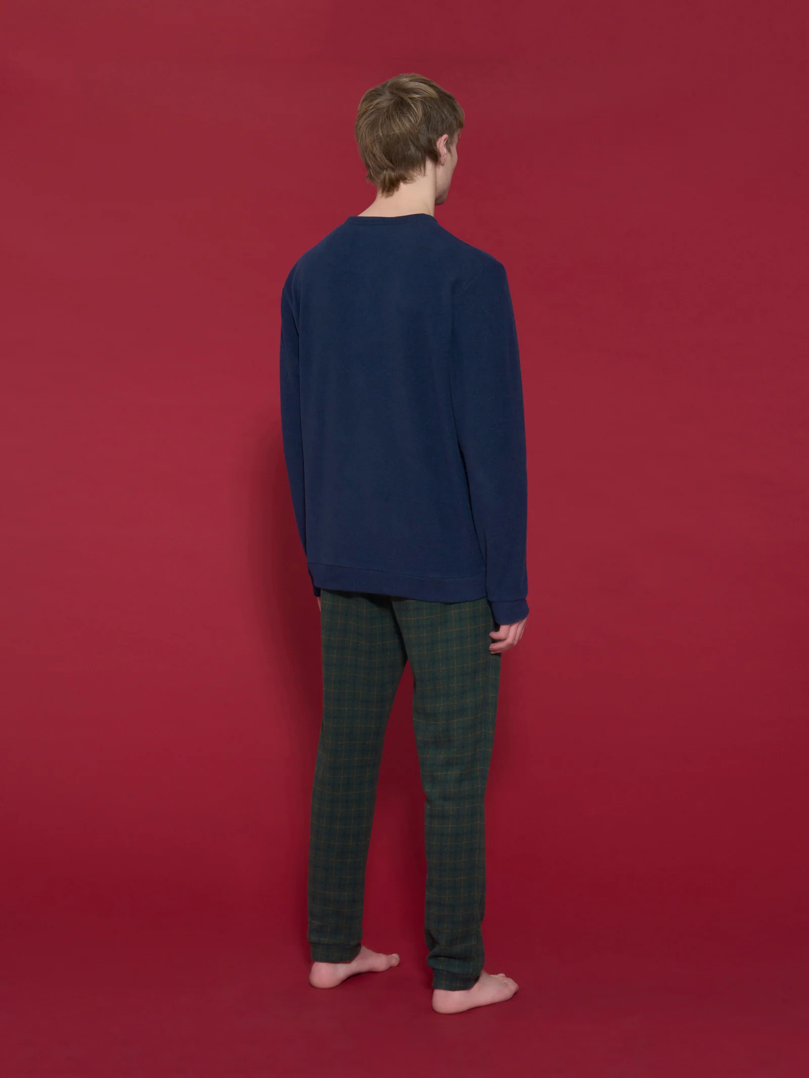 Pigiama a serafino in fantasia in Cotton Eco Pile - Fant.Smeraldo - Image 2
