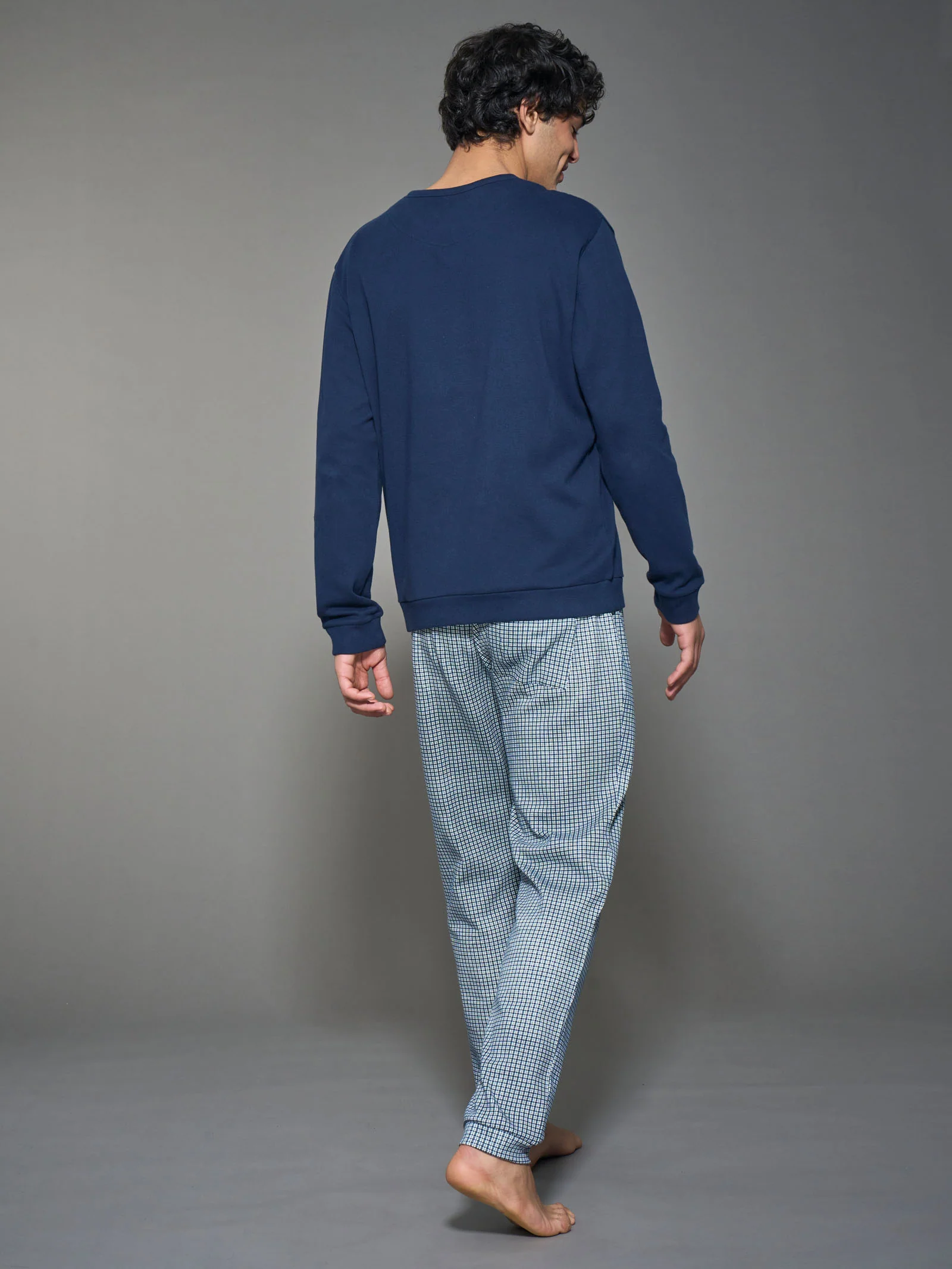Pigiama a serafino in interlock di caldo cotone - Fant. Navy Blazer - Image 2