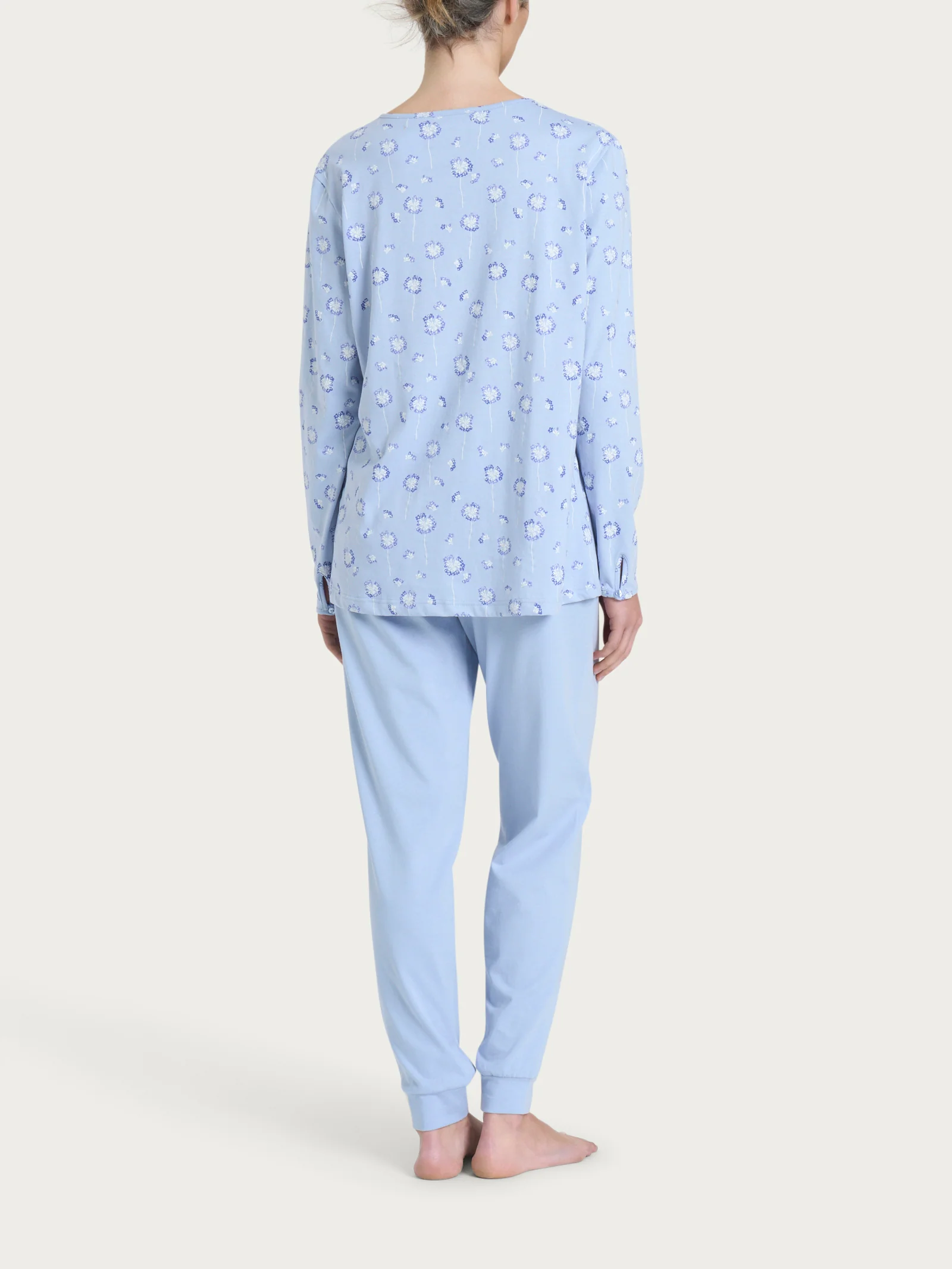Pigiama aperto con arricciatura in Jersey di Cotone 54-60 - Fant. Brunnera Blue - Image 2