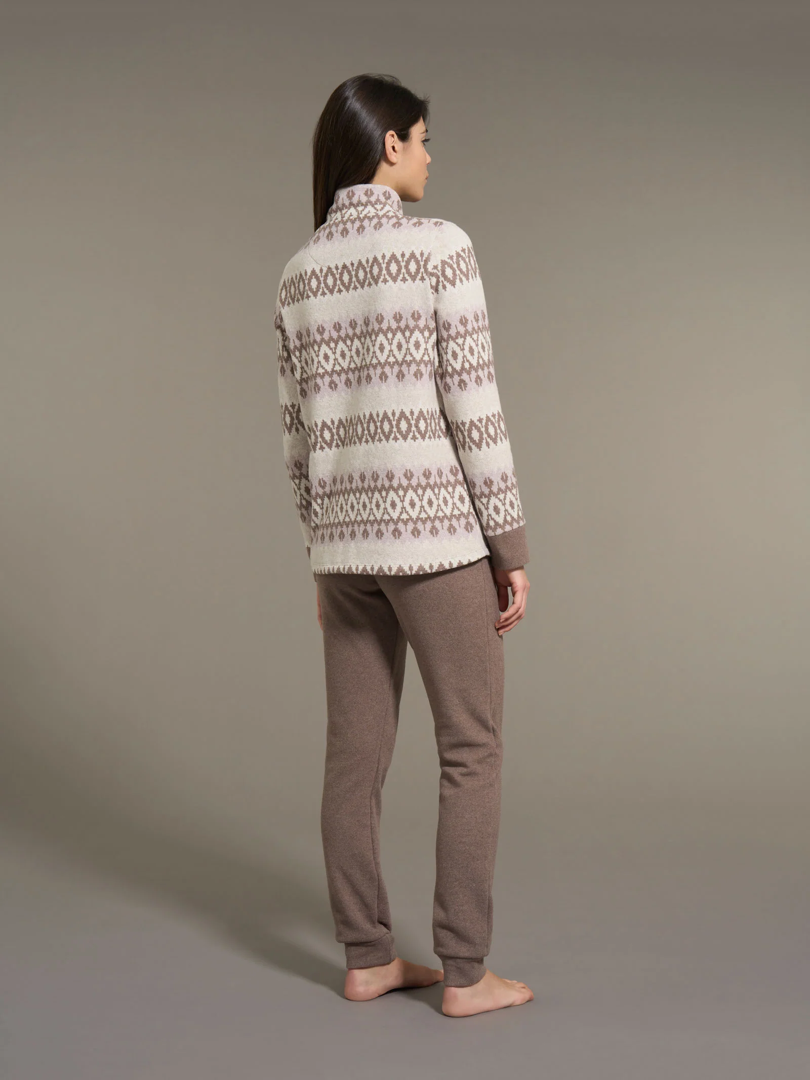 Pigiama aperto con collo alto in Cotton Eco Pile - Fant.Cammello - Image 2