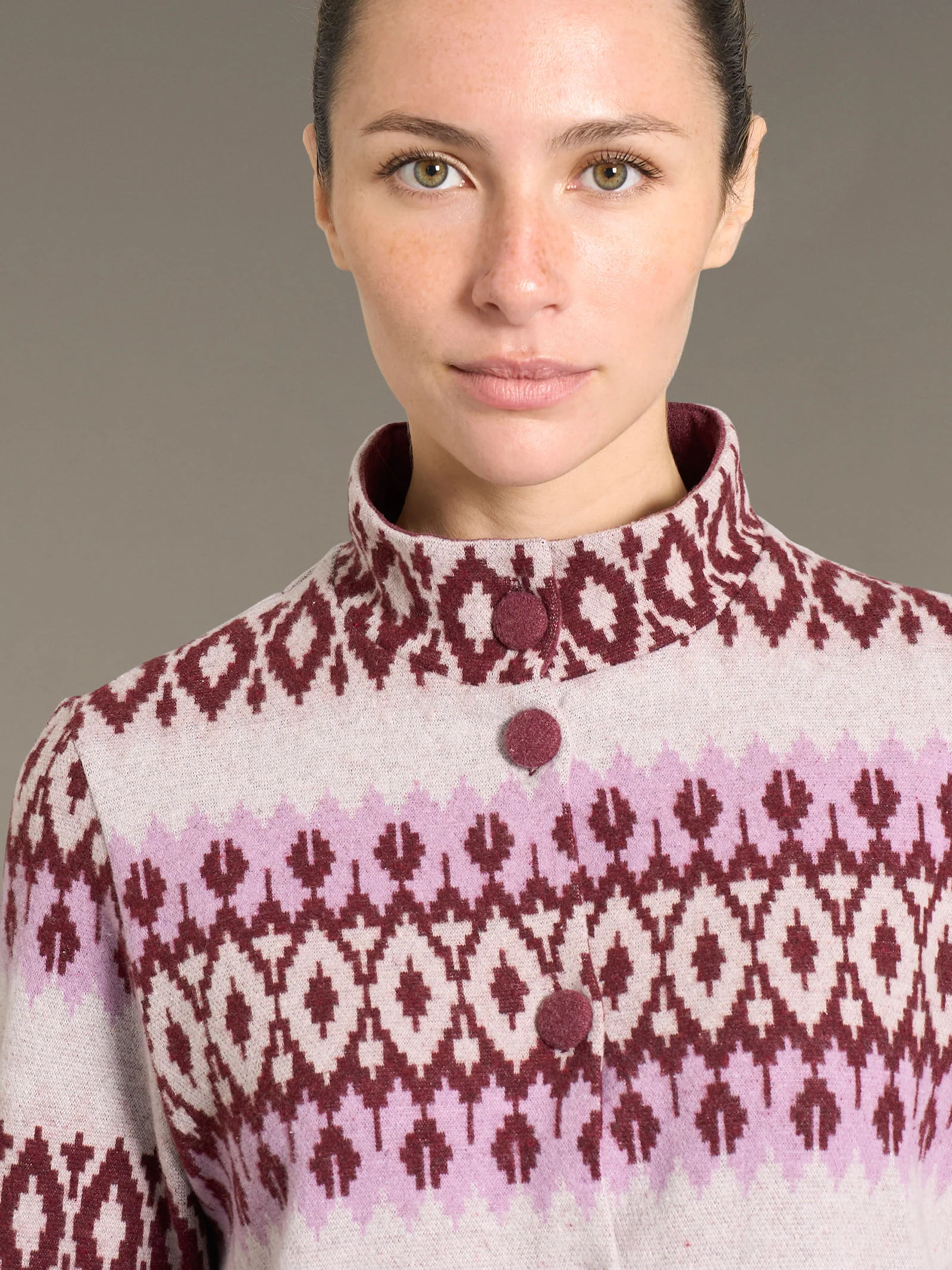 Pigiama aperto con collo alto in Cotton Eco Pile - Fant.Viola - Image 3