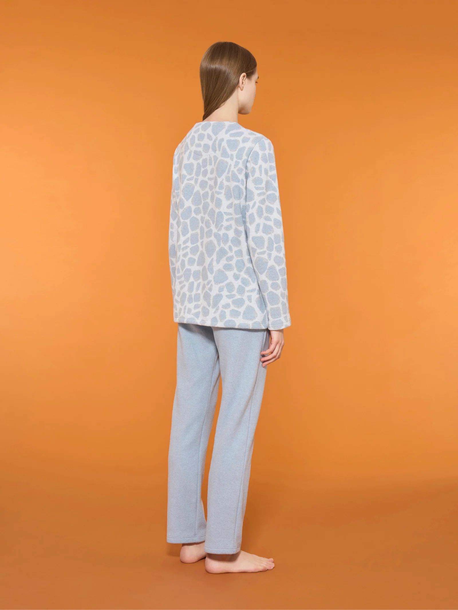 Pigiama aperto con fantasia animalier in cotton eco pile - Fant.Nebbia - Image 2
