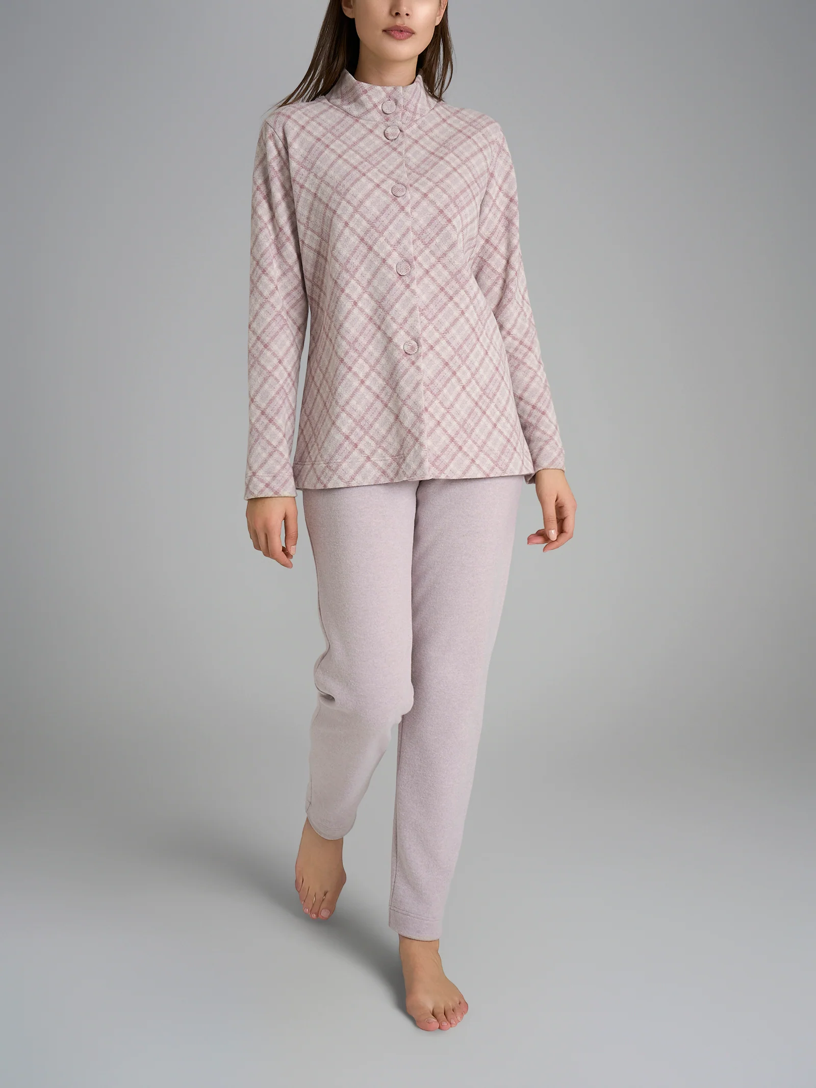 Pigiama aperto con fantasia in Cotton Eco Pile - Fant.Mirtillo