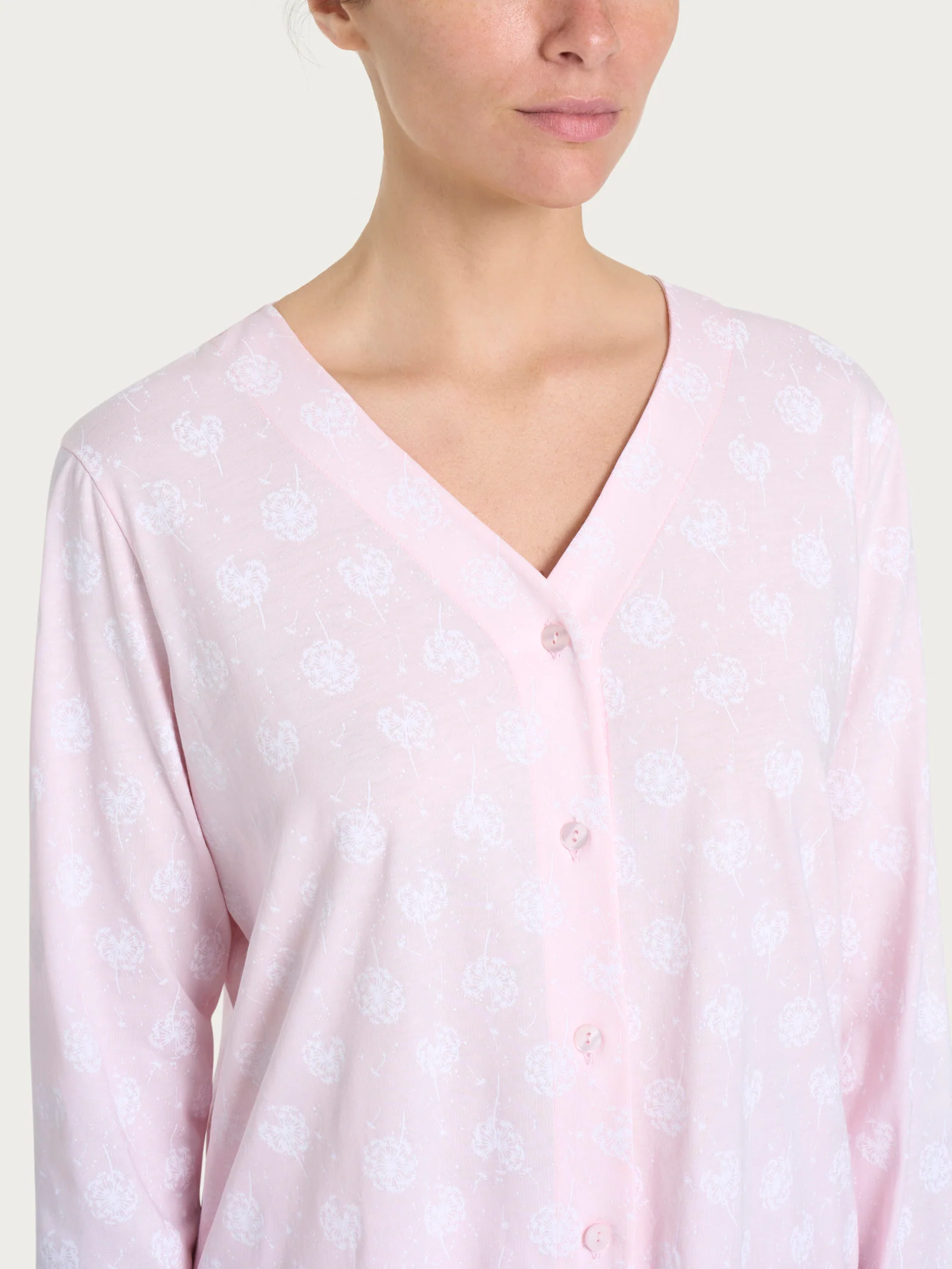 Pigiama aperto con scollo a V e soffioni in Jersey di Cotone - Fant. Pink a boo - Image 3