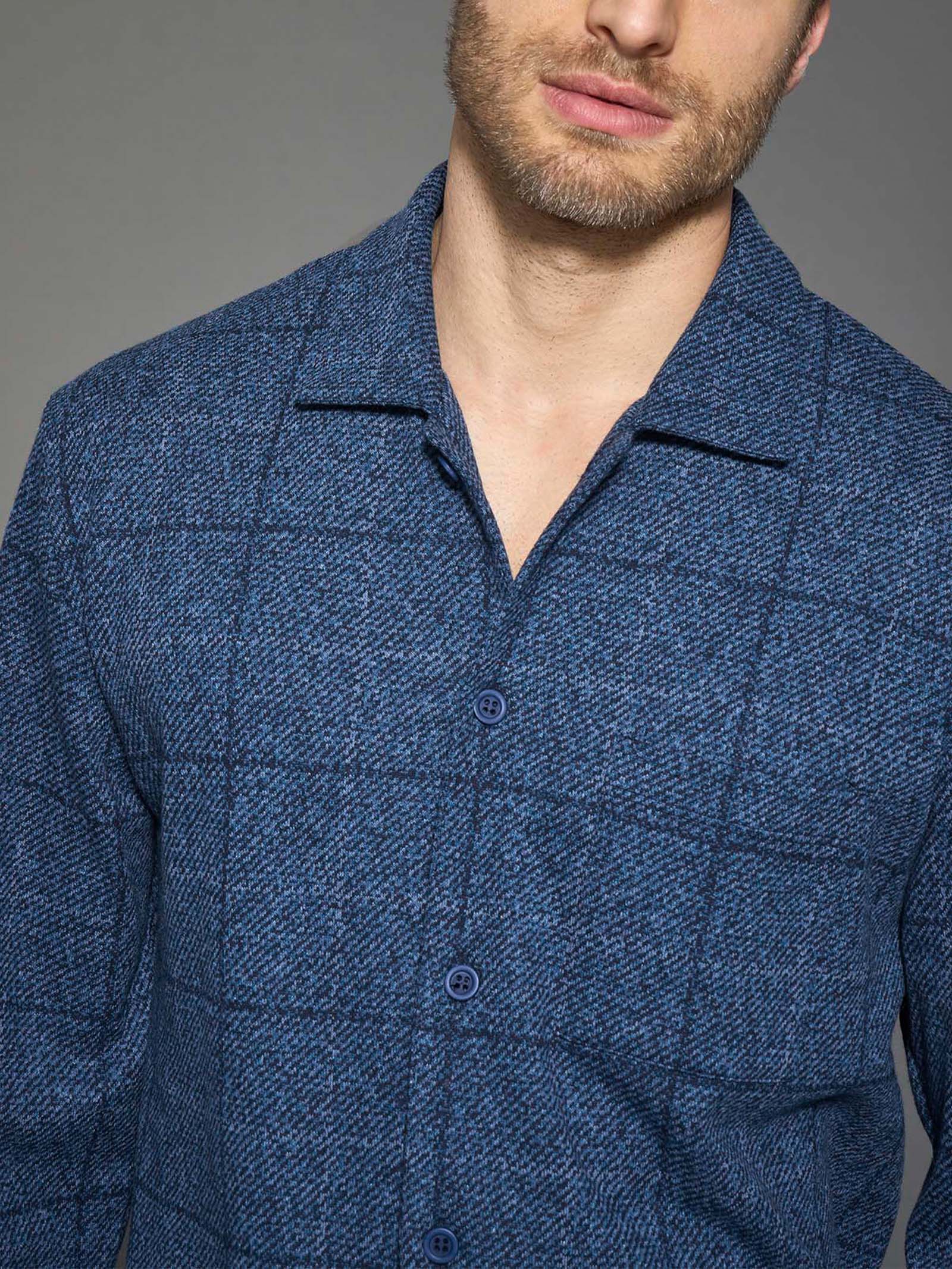 Pigiama aperto in Cotton Eco Pile - Fant.Denim - Image 3
