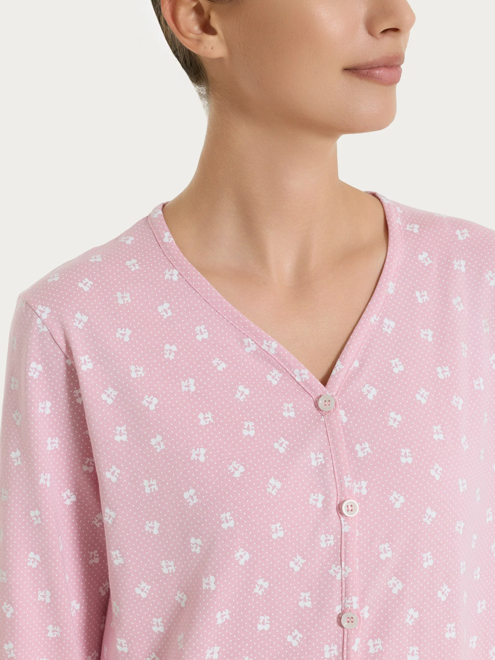 Pigiama aperto in fantasia in Jersey di cotone 40-50 - Fant. Cameo Pink - Image 5