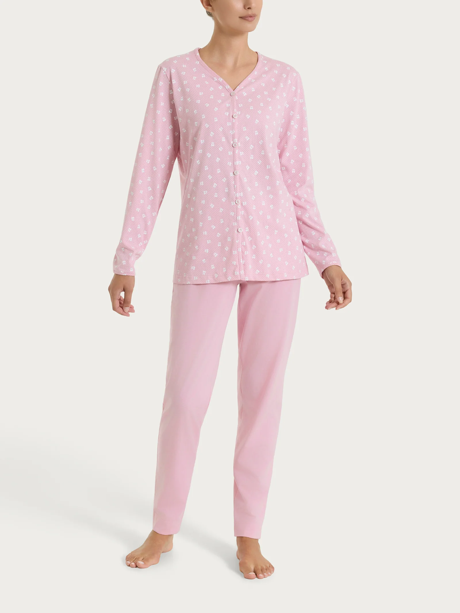 Pigiama aperto in fantasia in Jersey di cotone 52-56 - Fant. Cameo Pink - Image 2