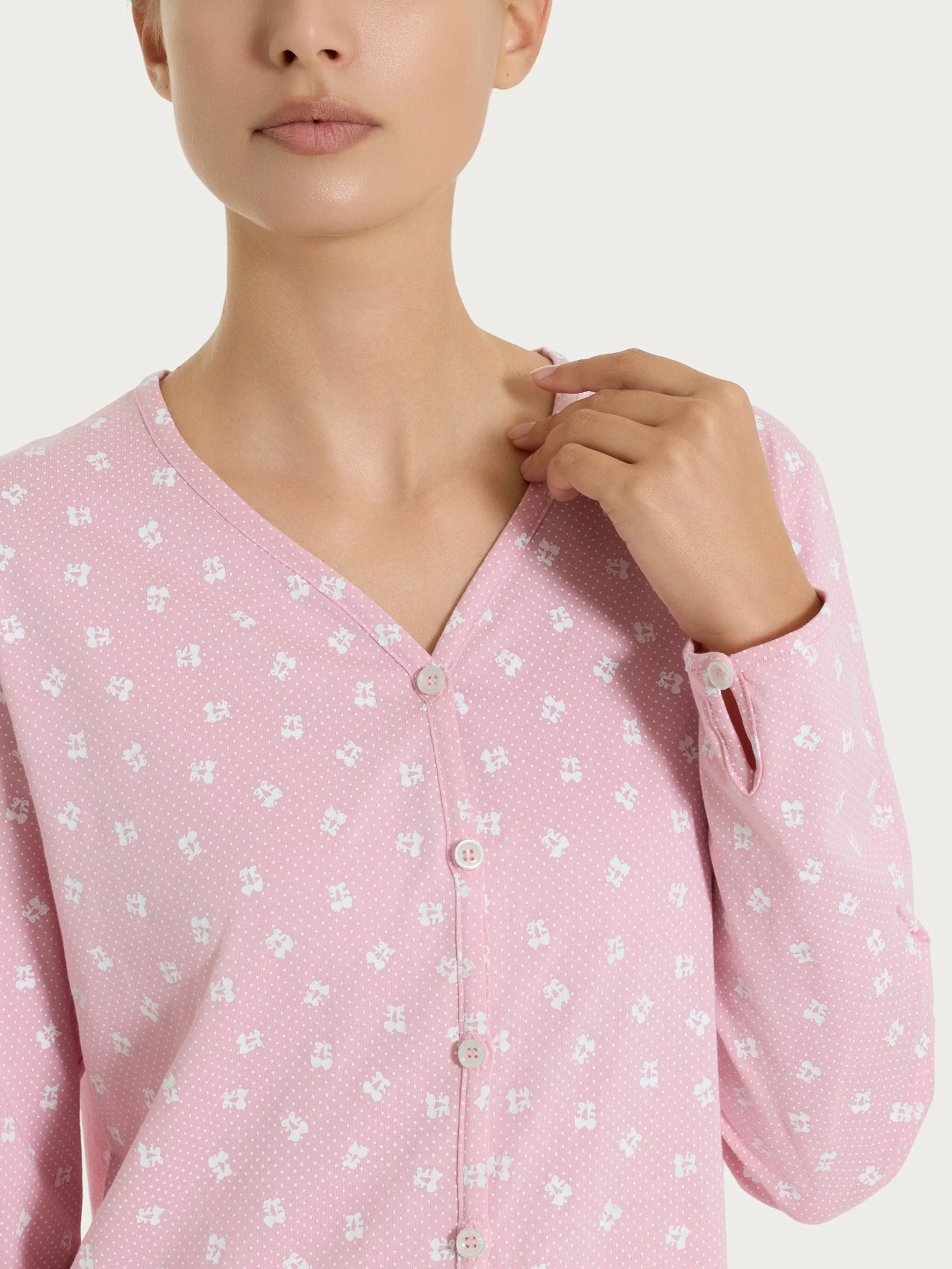 Pigiama aperto in fantasia in Jersey di cotone 52-56 - Fant. Cameo Pink - Image 4