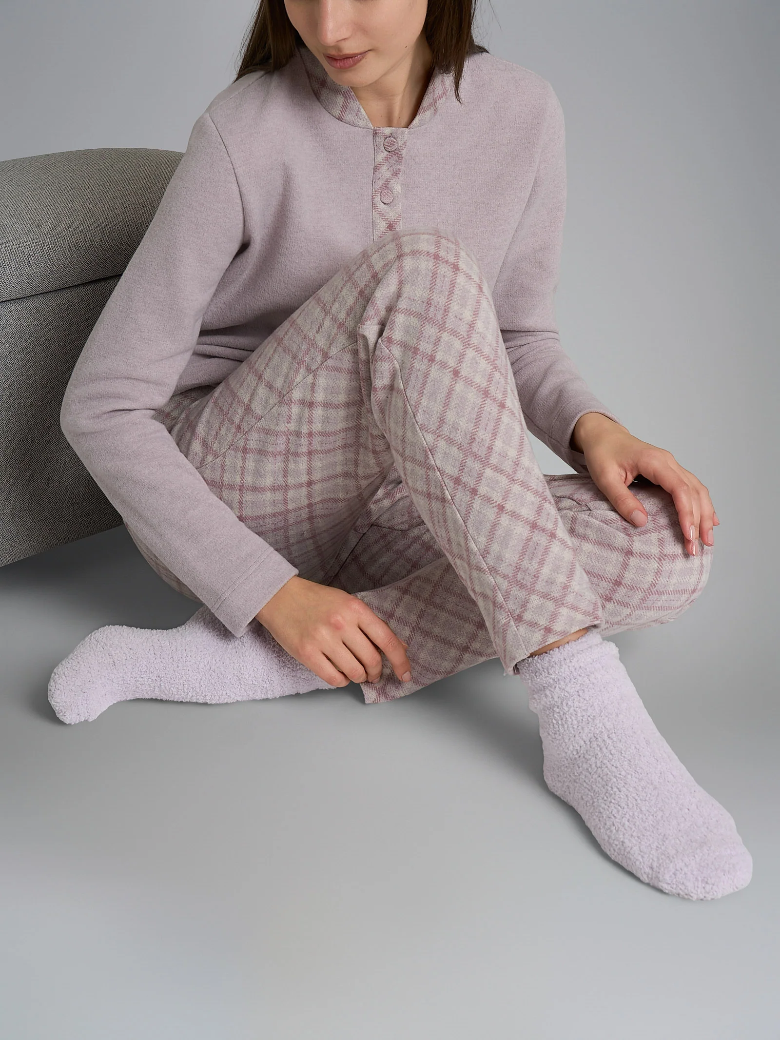 Pigiama collo a serafino con bordo in Cotton Eco Pile - Fant.Mirtillo - Image 4