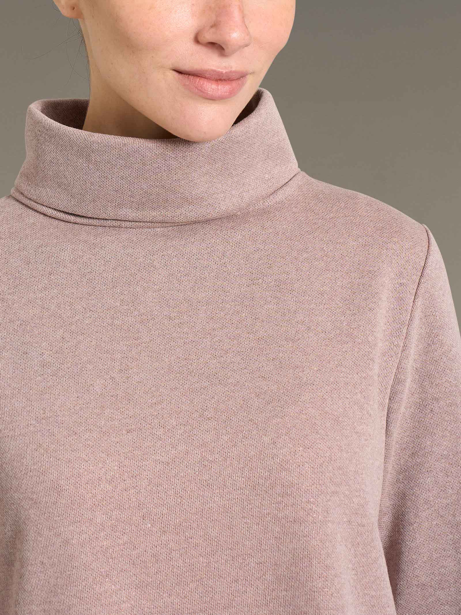 Pigiama con collo a vulcano in Cotton Eco Pile e Lurex - Terra - Image 3