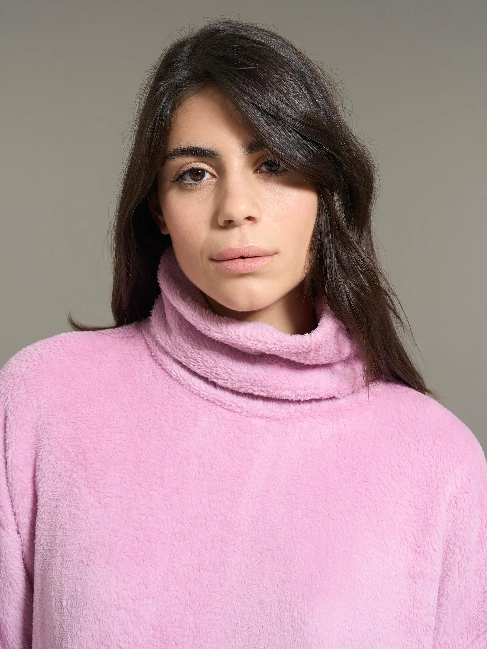 Pigiama con collo a vulcano in Polar Fleece - Mauve Mist - Image 3
