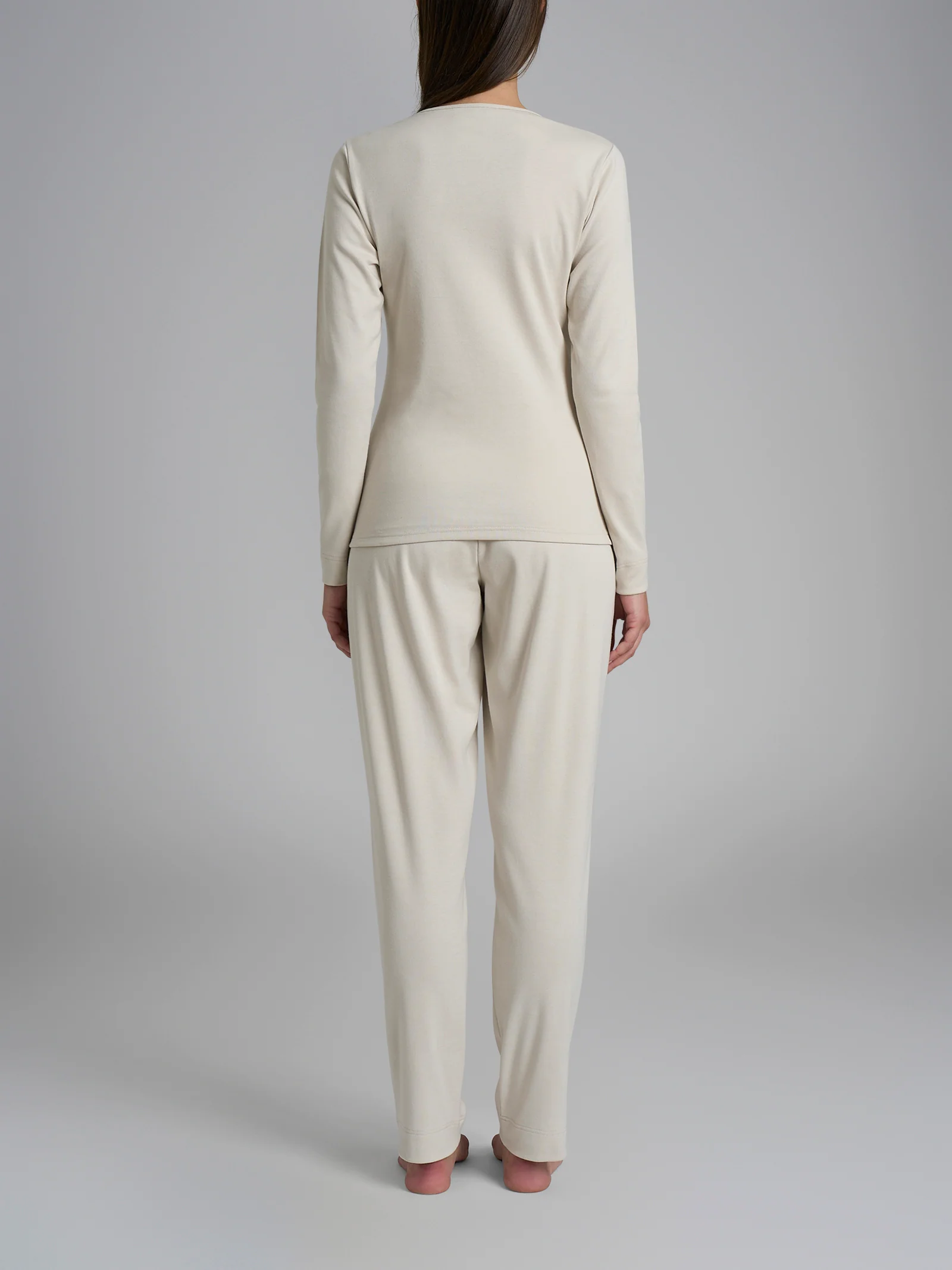 Pigiama con scollo a goccia in Thermo Cotton - Avorio - Image 2