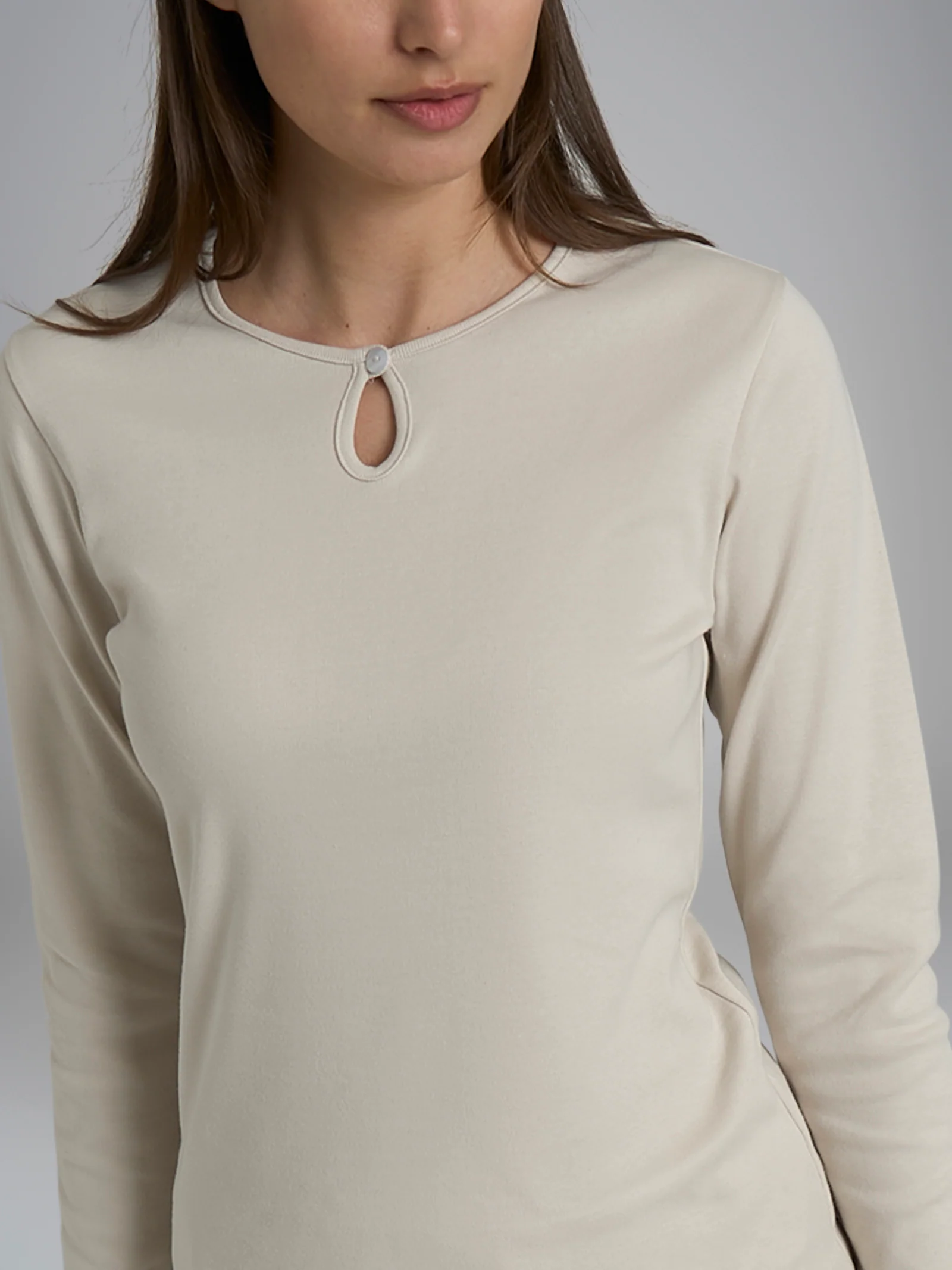 Pigiama con scollo a goccia in Thermo Cotton - Avorio - Image 3