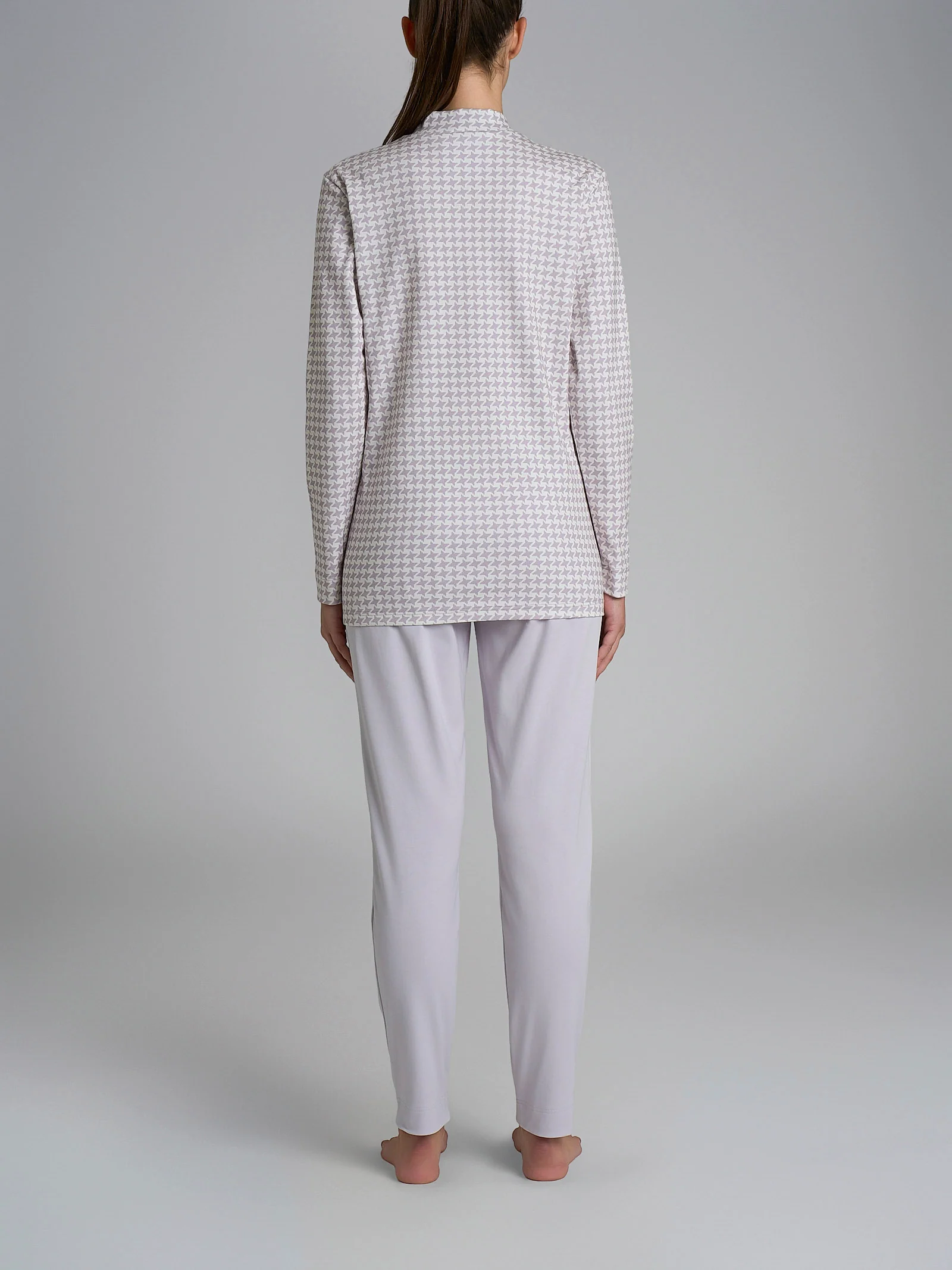 Pigiama con scollo a V in Interlock di cotone - Fant. Lavender Blue Crocette - Image 2