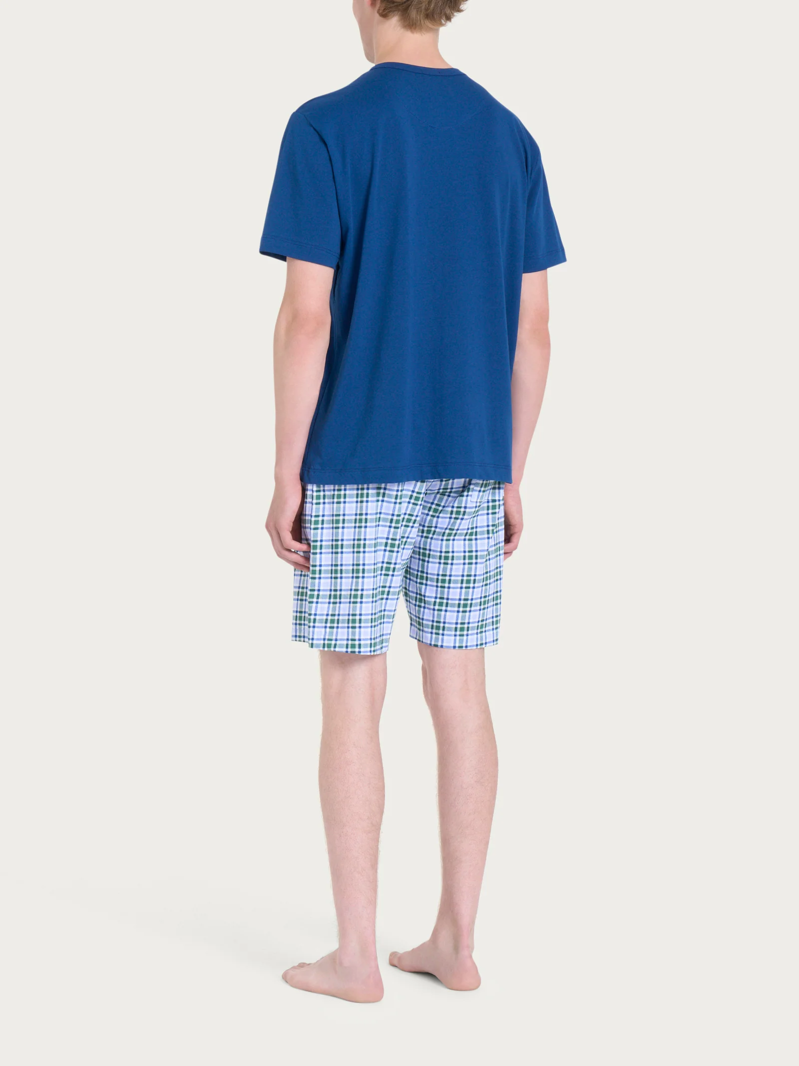 Pigiama corto con fantasia check in Jersey di Cotone - Fant. Posy Green - Image 2