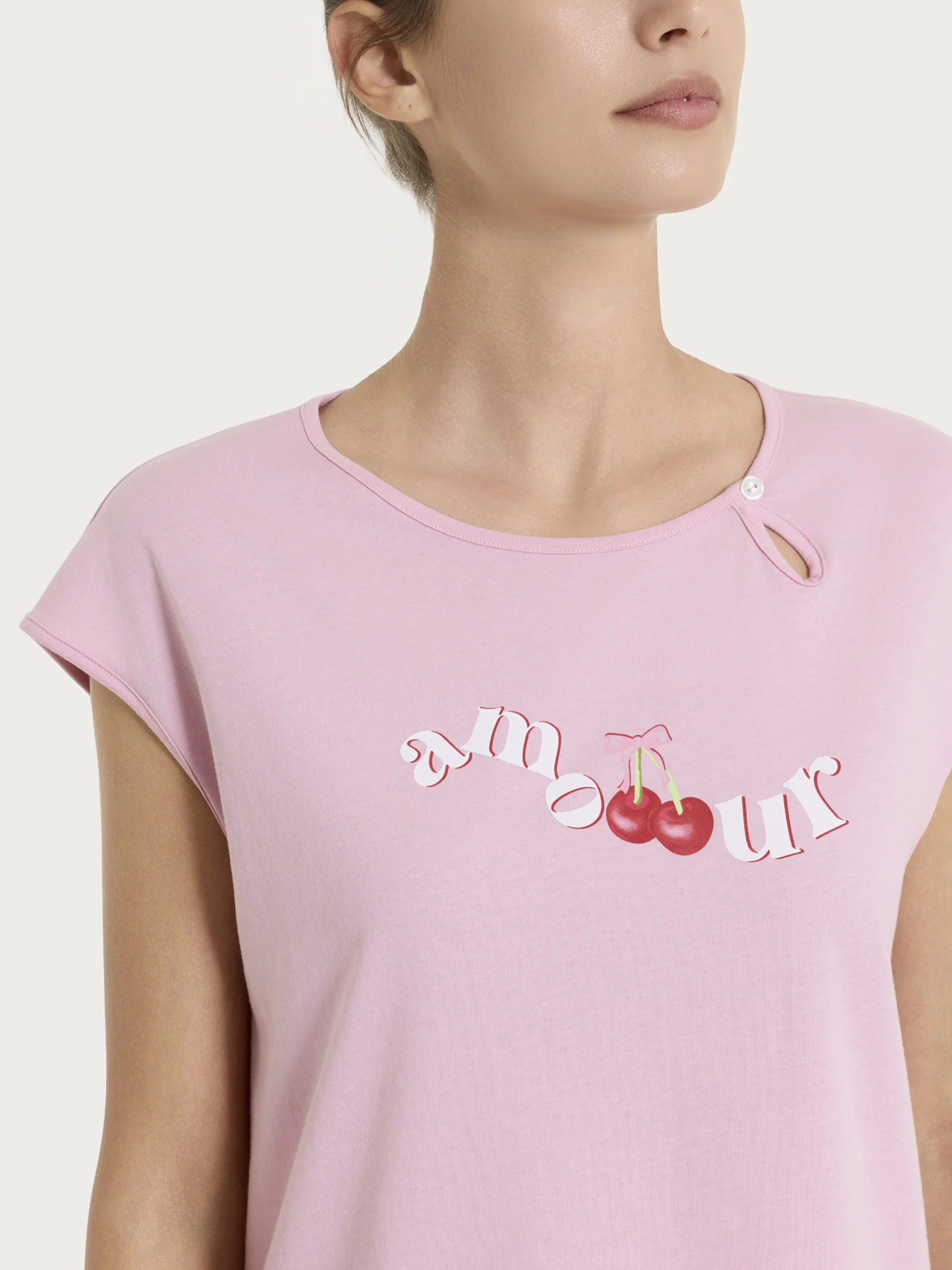 Pigiama corto con stampe in Jersey di Cotone - Fant. Cameo Pink - Image 3