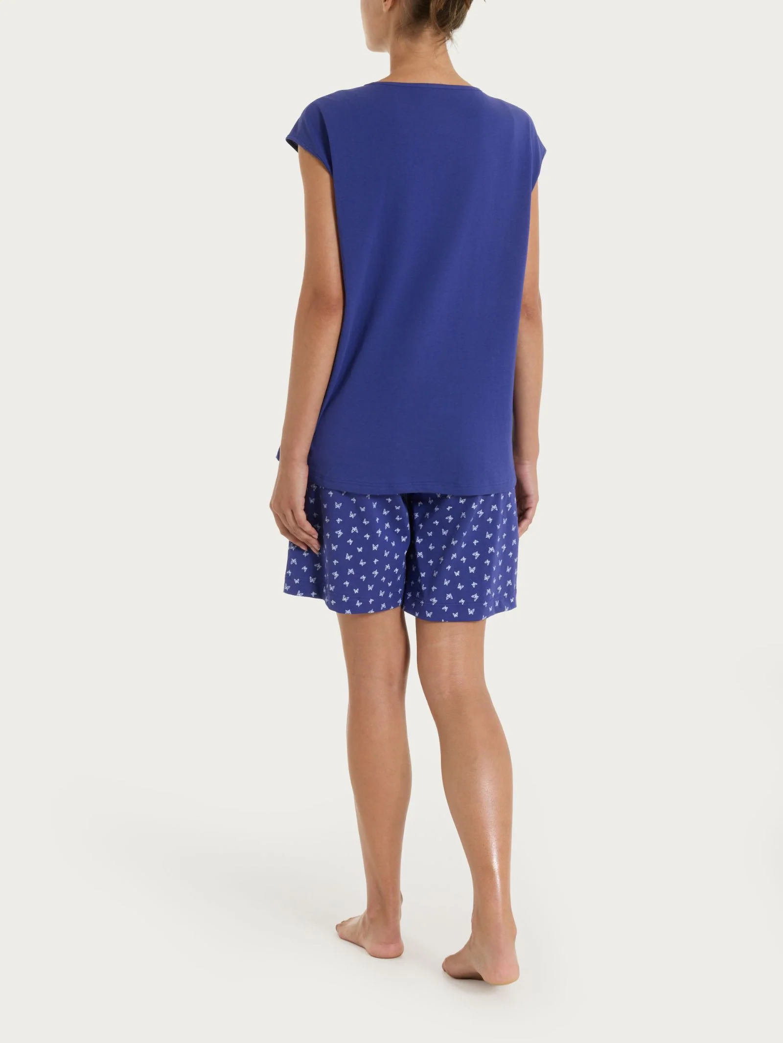 Pigiama corto con stampe in Jersey di Cotone - Fant. Navy Blue - Image 2