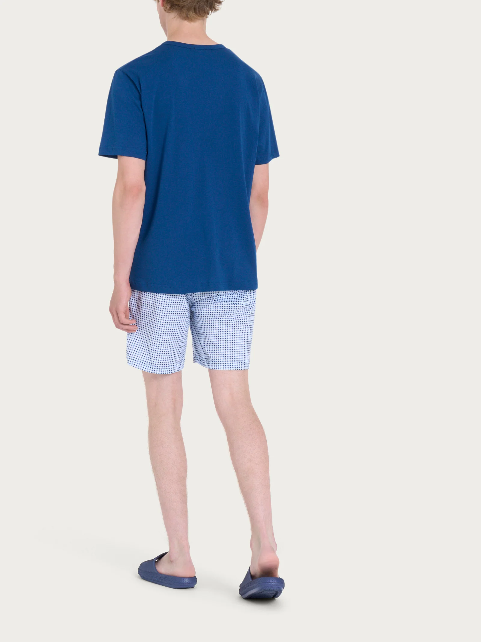 Pigiama corto girocollo in Jersey di Cotone - Fant. Navy Peony - Image 6