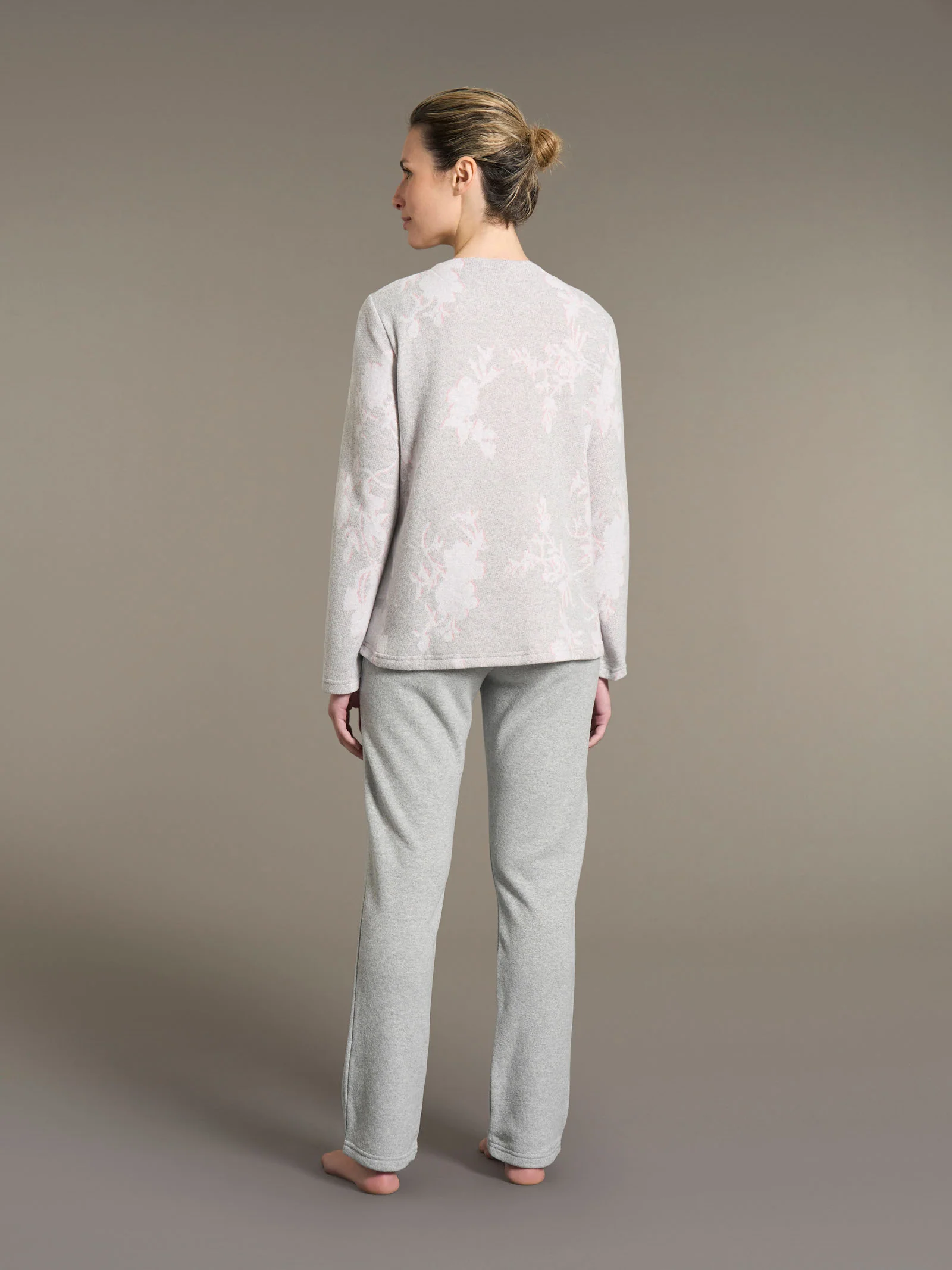 Pigiama floreale a serafino in cotton eco pile  - Fant.Vapore Mel. - Image 2