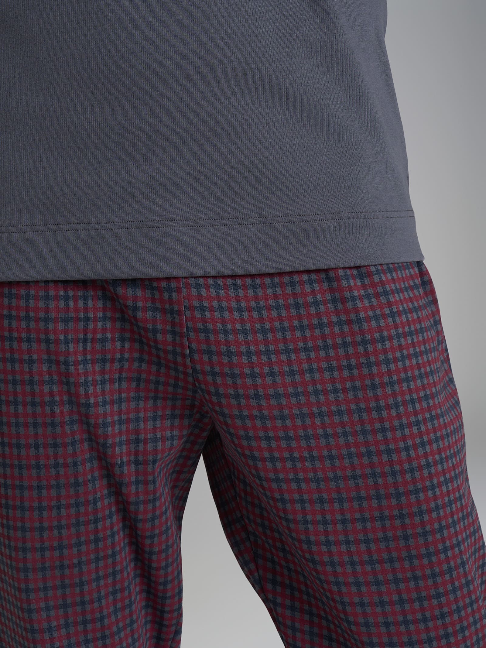 Pigiama girocollo con fantasia tartan in interlock di cotone - Fant. Turbulence Small Check - Image 3