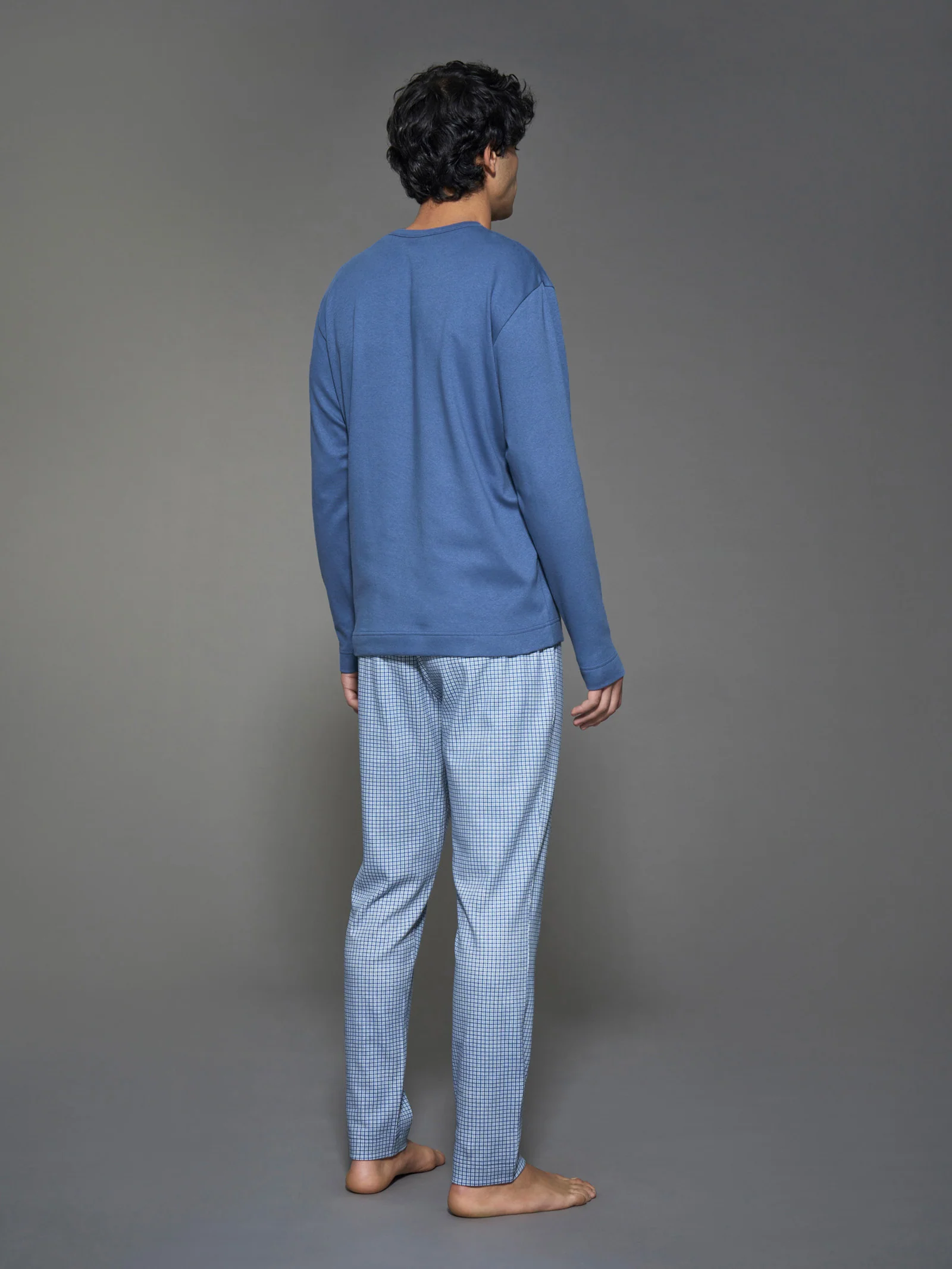 Pigiama girocollo in interlock di caldo cotone - Fant. Bijou Blue - Image 2