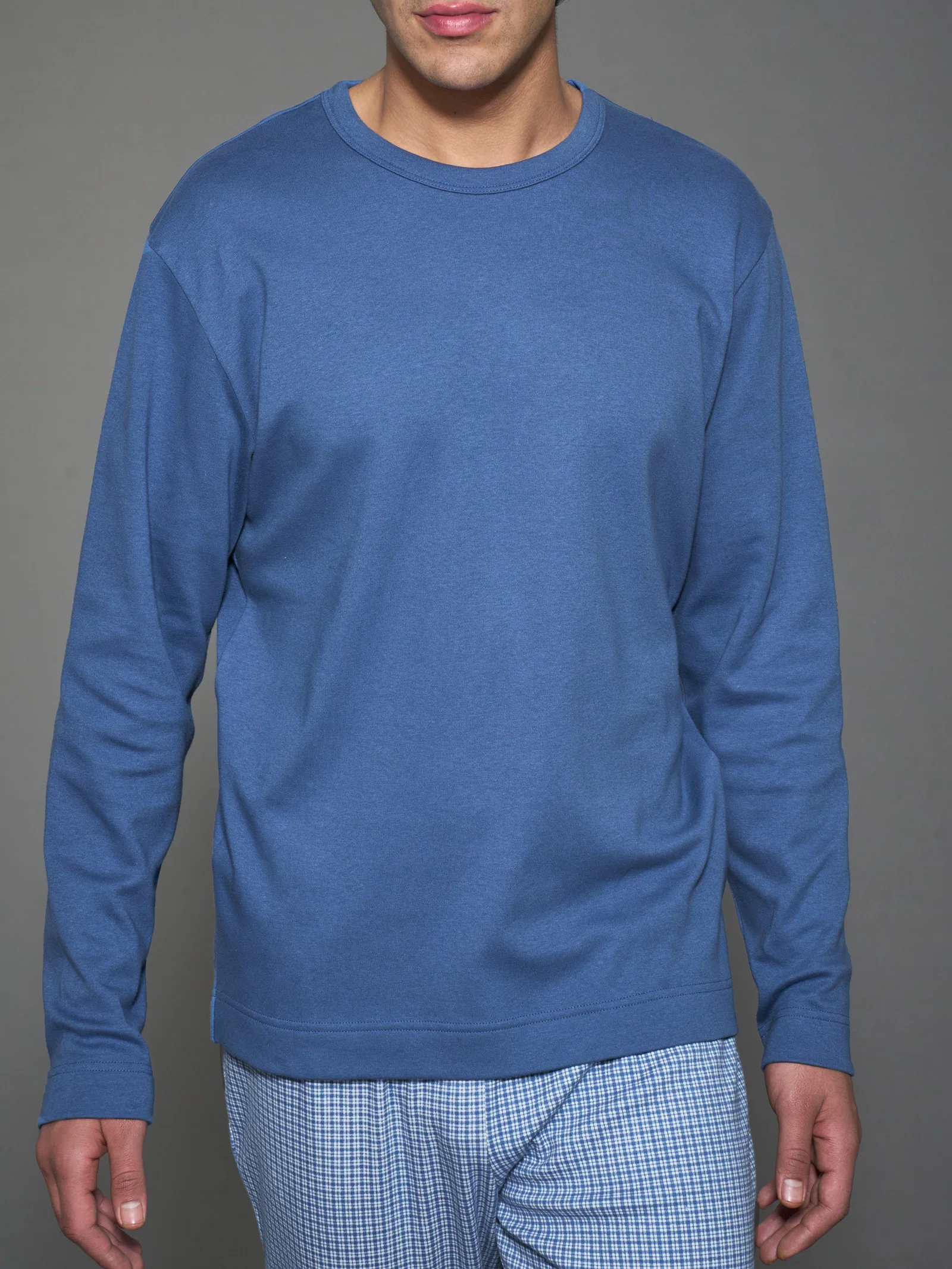 Pigiama girocollo in interlock di caldo cotone - Fant. Bijou Blue - Image 3