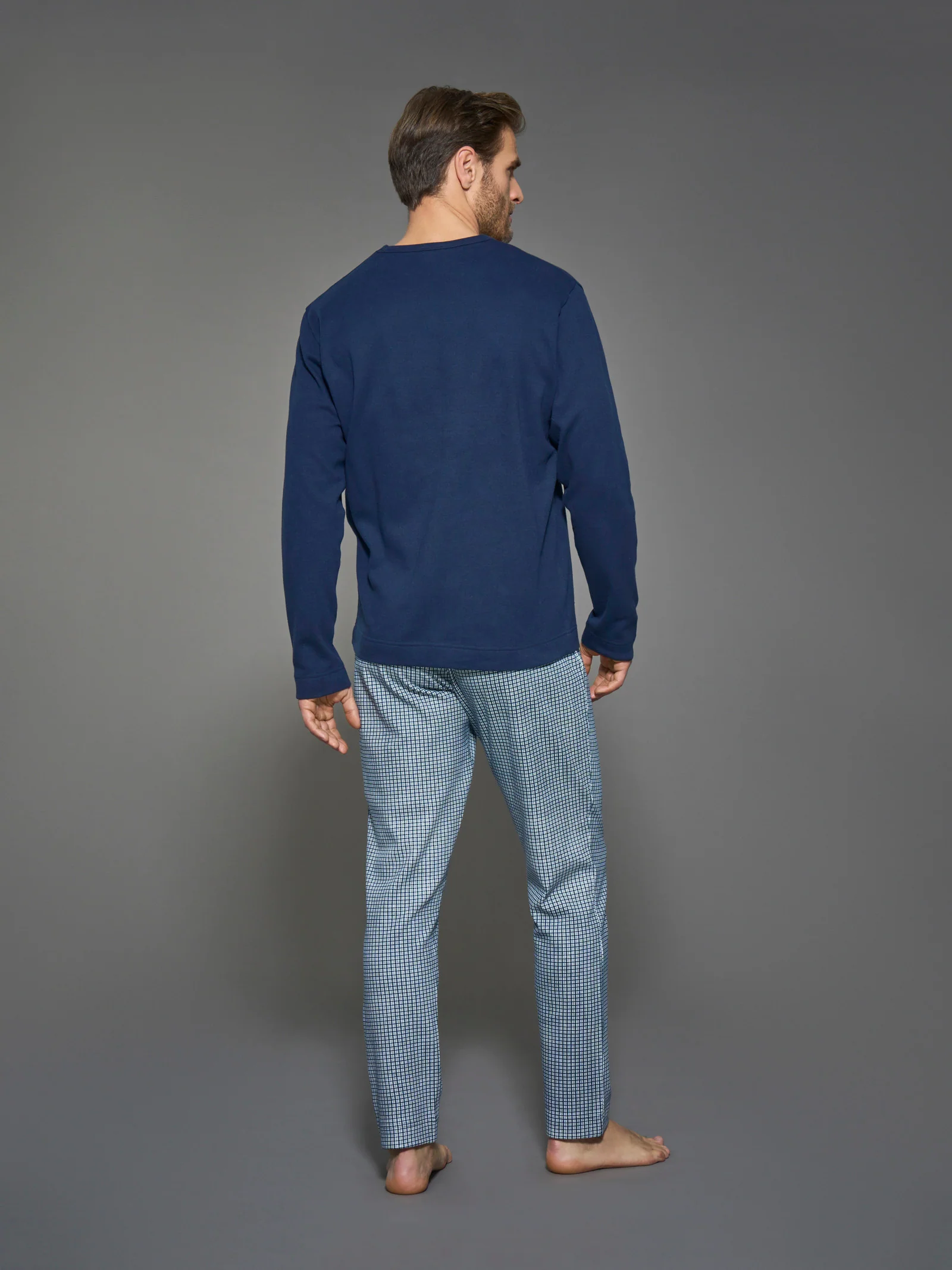 Pigiama girocollo in interlock di caldo cotone - Fant. Navy Blazer - Image 2