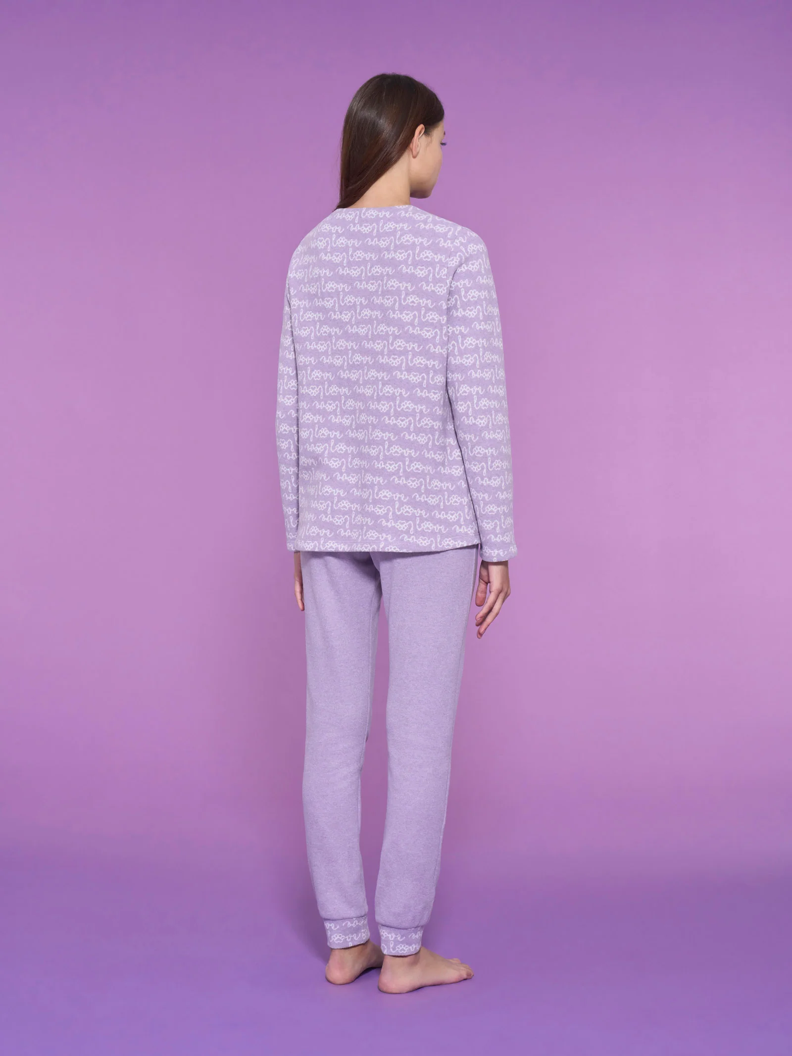 Pigiama love a serafino in Cotton Eco Pile - Fant.Lilla - Image 2