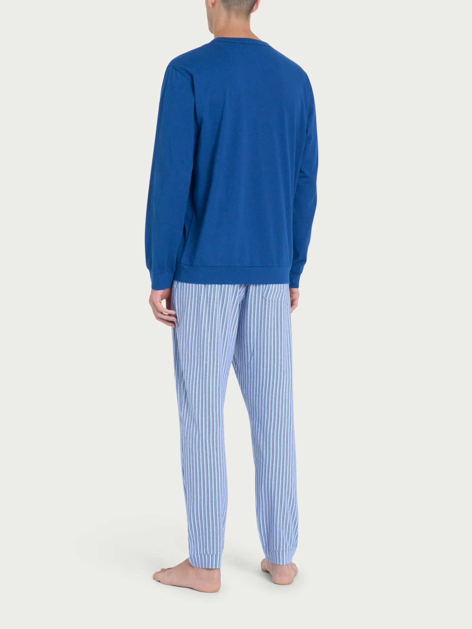 Pigiama lungo a serafino con fantasia in Jersey di Cotone - Fant. Navy Peony - Image 2