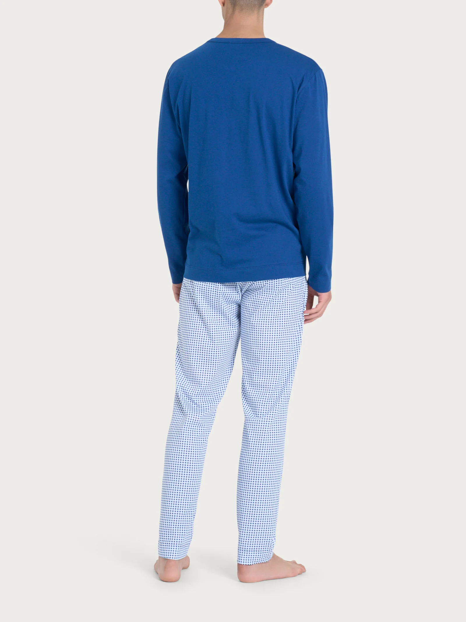 Pigiama lungo girocollo in Jersey di Cotone - Fant. Navy Peony - Image 2