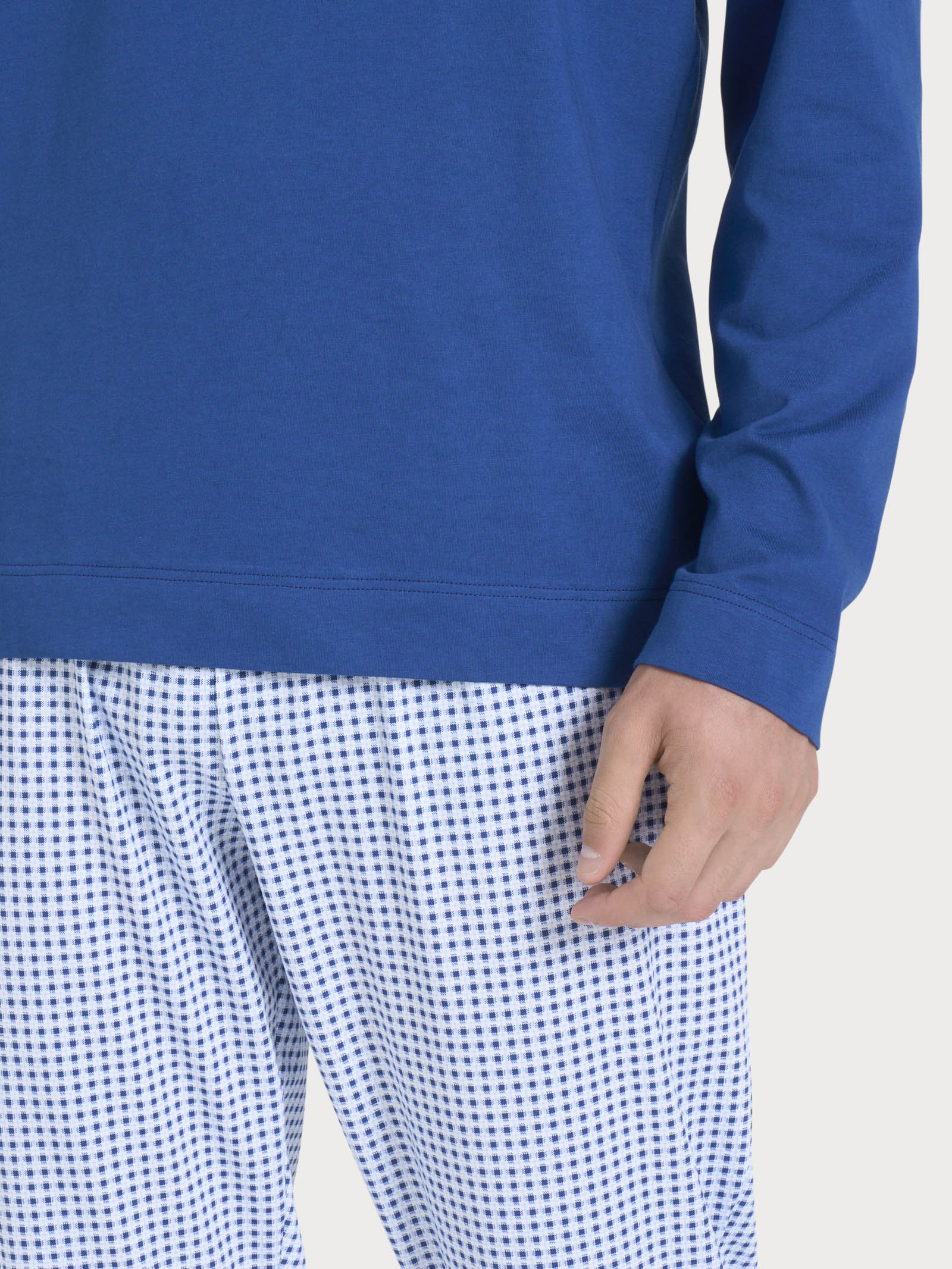 Pigiama lungo girocollo in Jersey di Cotone - Fant. Navy Peony - Image 3